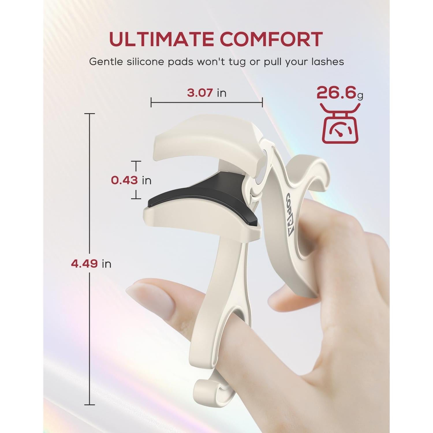 Heated Eyelash Curler, EC-1 Precision Type Lash Curler Open Style with 65°Heat Dual-Use Eyelash Curler Easy to Use for All Eye Shapes, No Pinching or Pulling Eyelash Eye Makeup Tool, Beige
