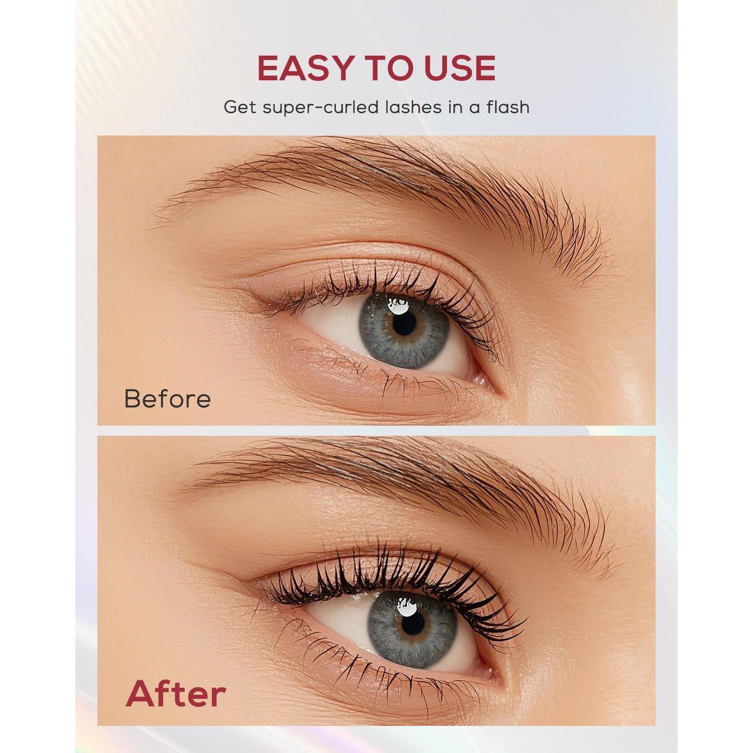 Heated Eyelash Curler, EC-1 Precision Type Lash Curler Open Style with 65°Heat Dual-Use Eyelash Curler Easy to Use for All Eye Shapes, No Pinching or Pulling Eyelash Eye Makeup Tool, Beige