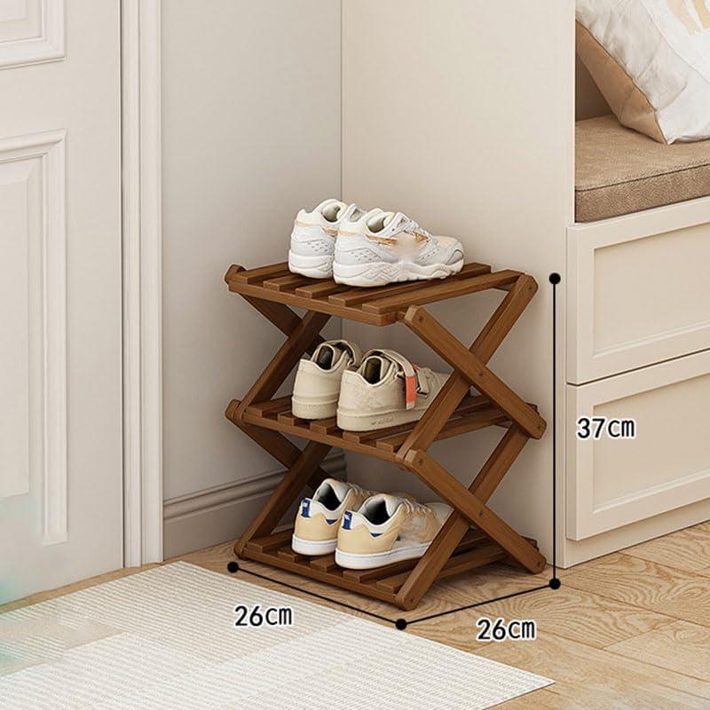 Estante para zapatos YYW de bambú plegable 3 capas marrón