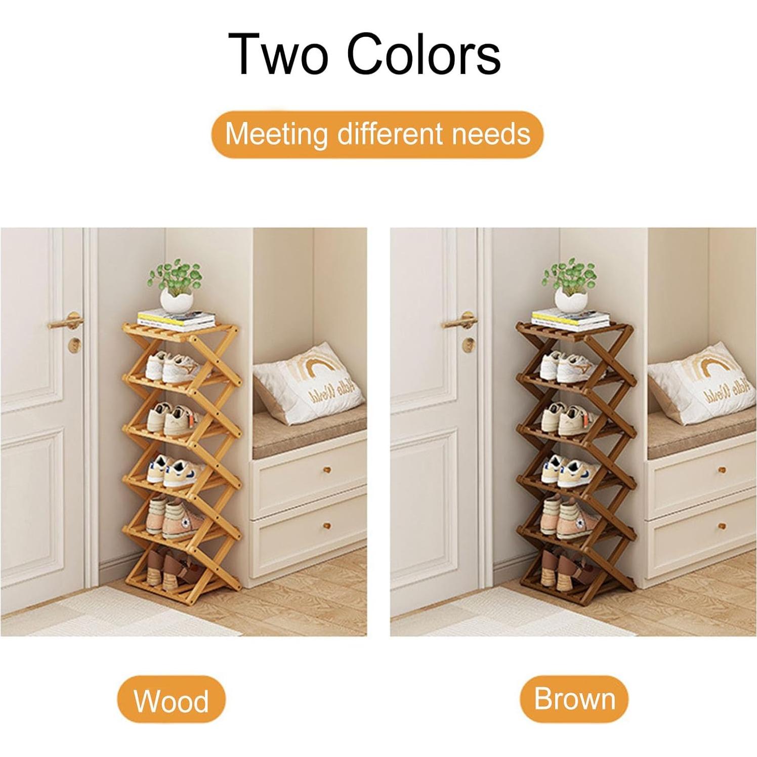 Estante para zapatos YYW de bambú plegable 3 capas marrón