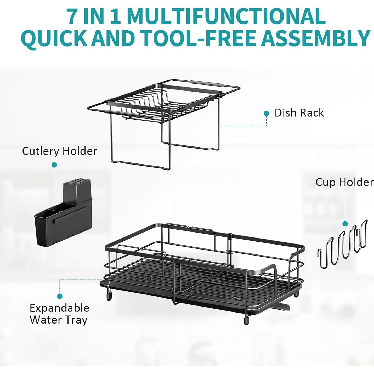 Escurridor de Platos Expandible Urackify 2 Niveles Negro