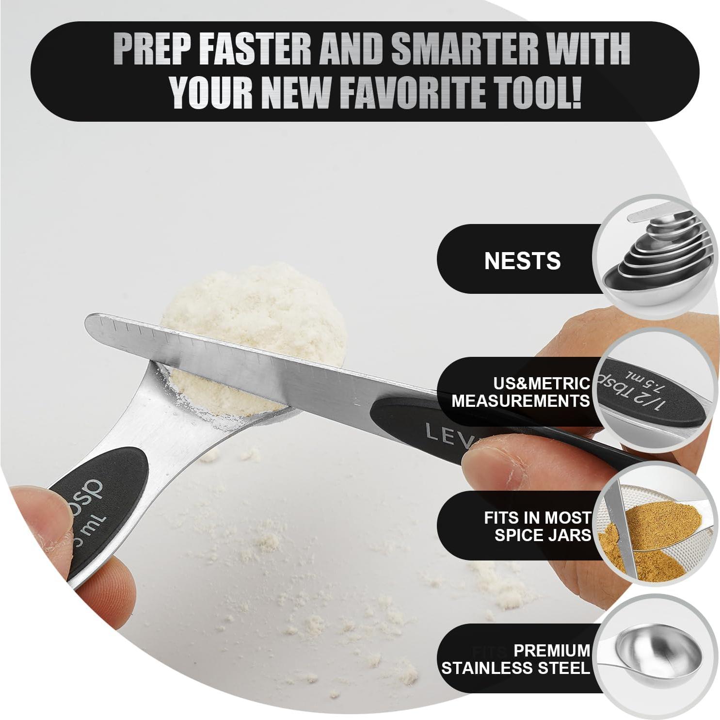 Juego de Cucharas Medidoras Magnéticas SHIKORI Acero Inoxidable 7 Pcs