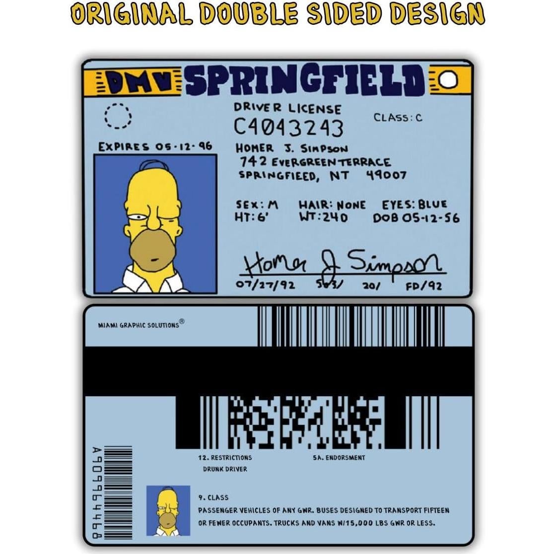 Licencia de Conducir Falsa Homer Simpson - Regalo Divertido