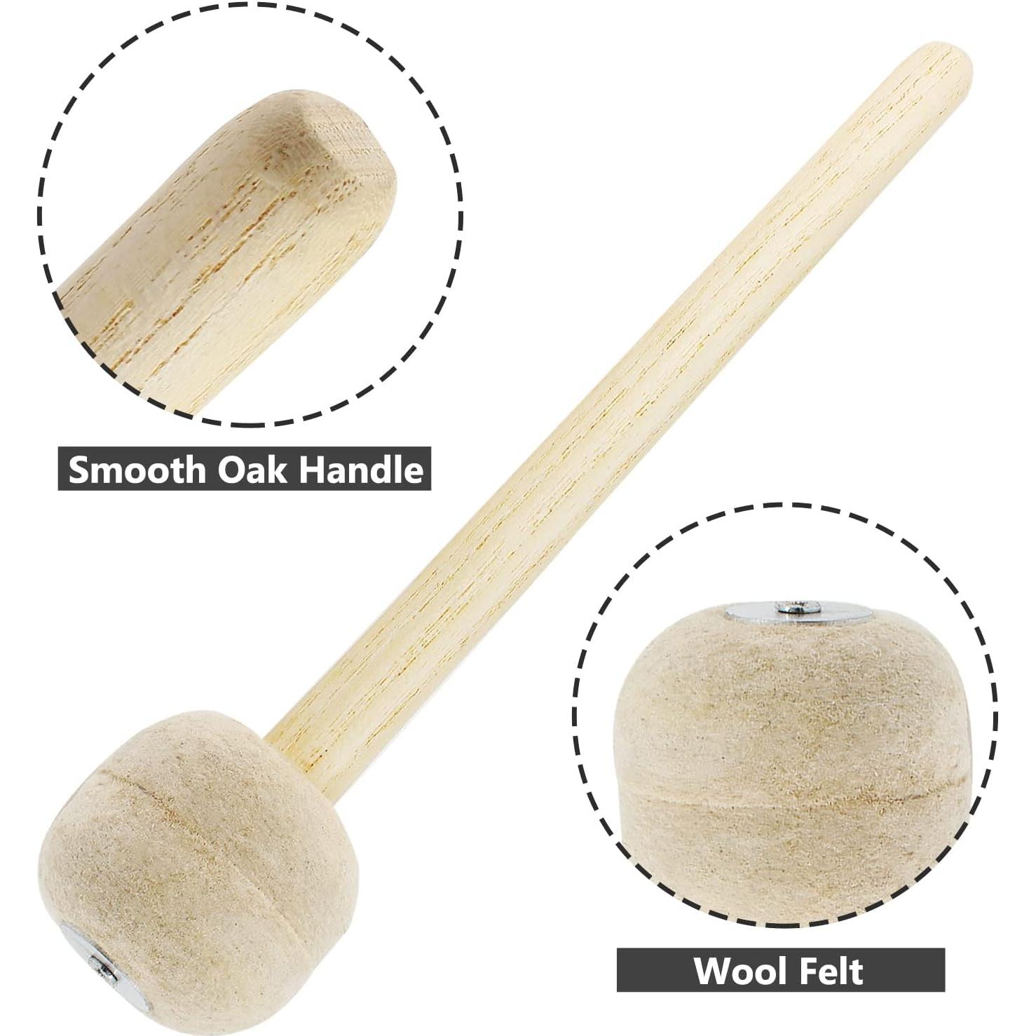 Mallet de Tambor Biaungdo 2 Piezas Fieltro de Lana 33cm