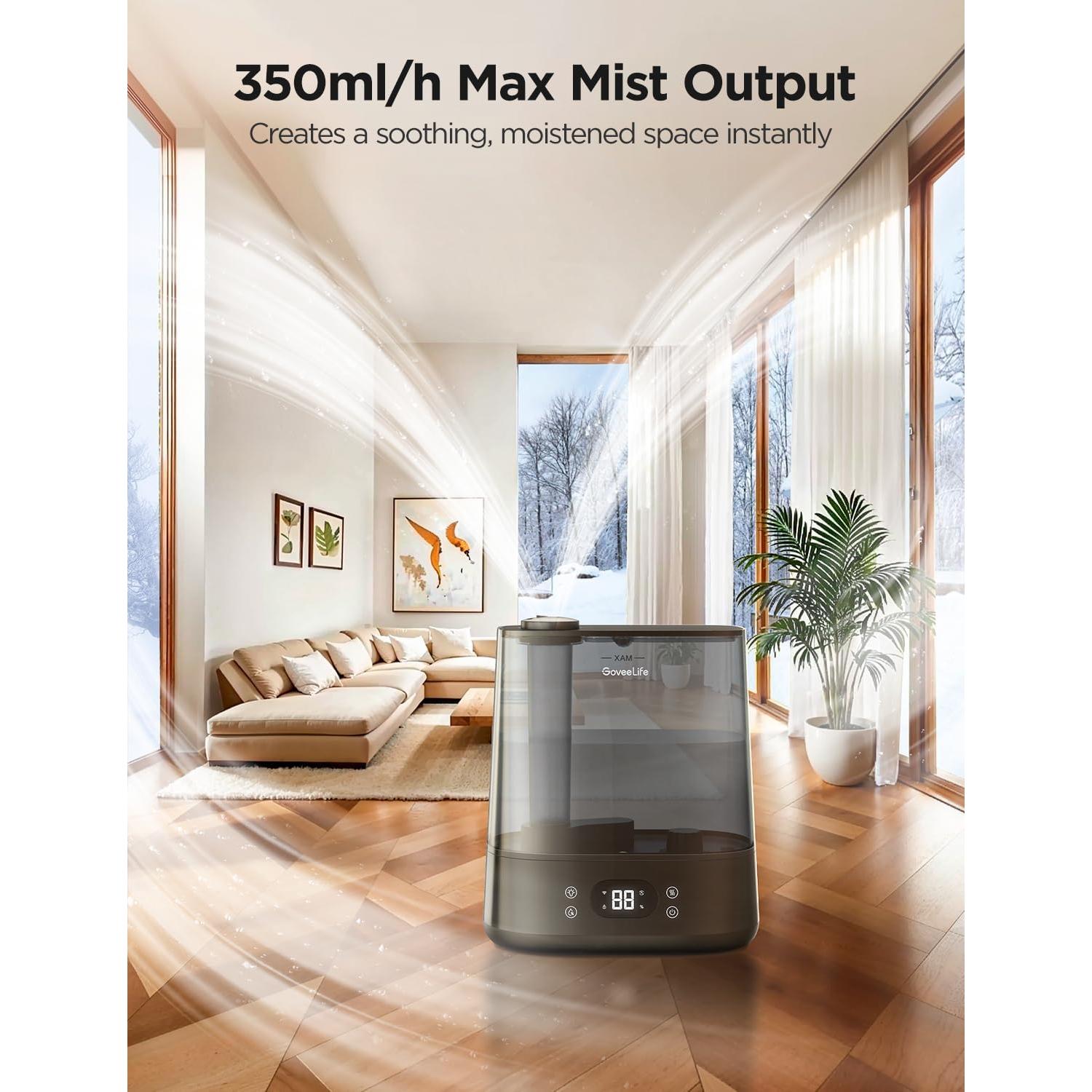 Humidificador Inteligente GoveeLife 6L Negro, Control WiFi, 60H