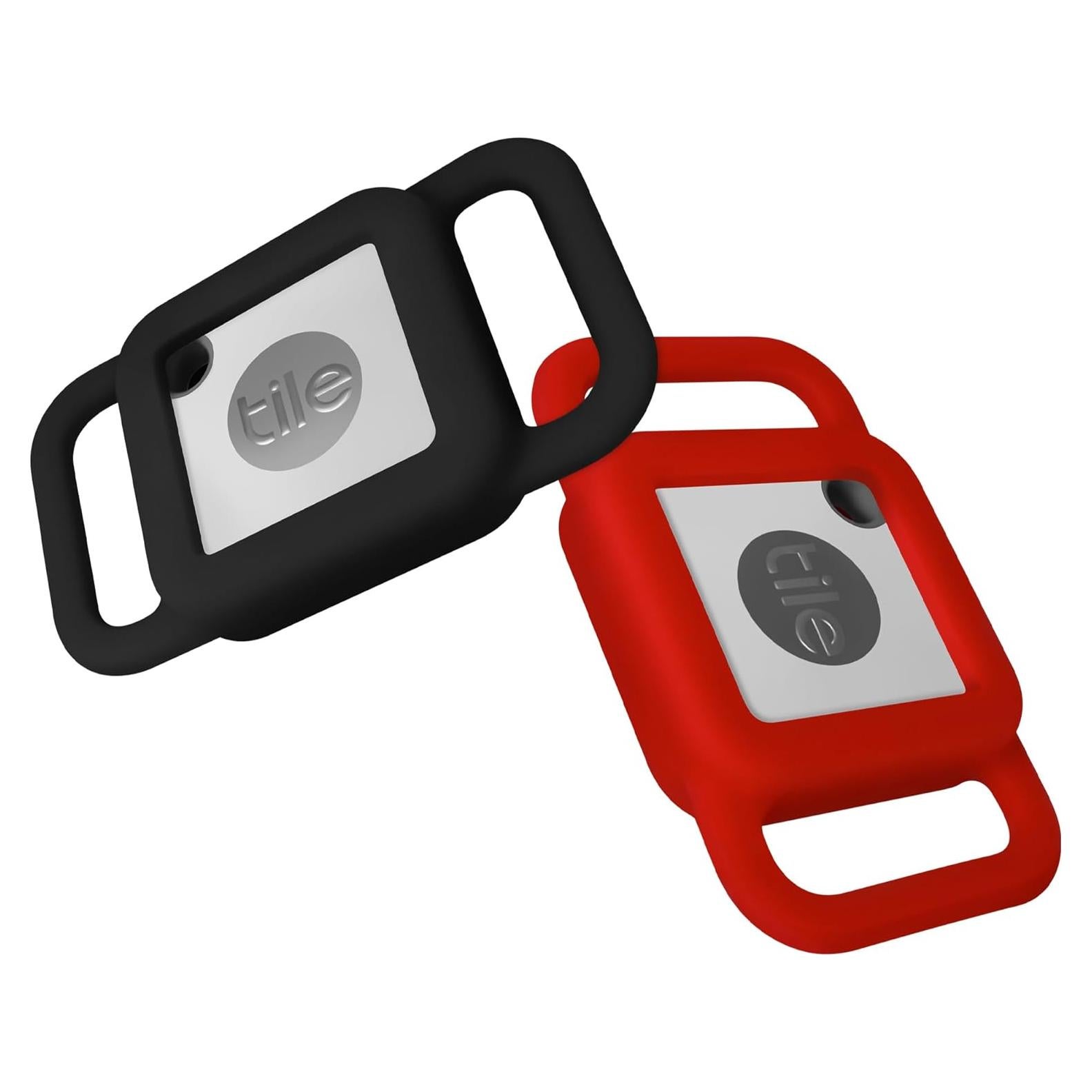 Geiomoo Silicone Case for Tile Mate 2024, 2022, 2020, Cover for Tracker Anti-Scratch, Holder Protect Finder Tag for Dog, Cat, Pets, Kids (Black+Red)