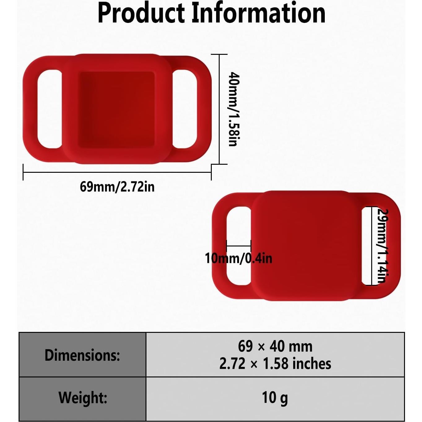 Geiomoo Silicone Case for Tile Mate 2024, 2022, 2020, Cover for Tracker Anti-Scratch, Holder Protect Finder Tag for Dog, Cat, Pets, Kids (Black+Red)