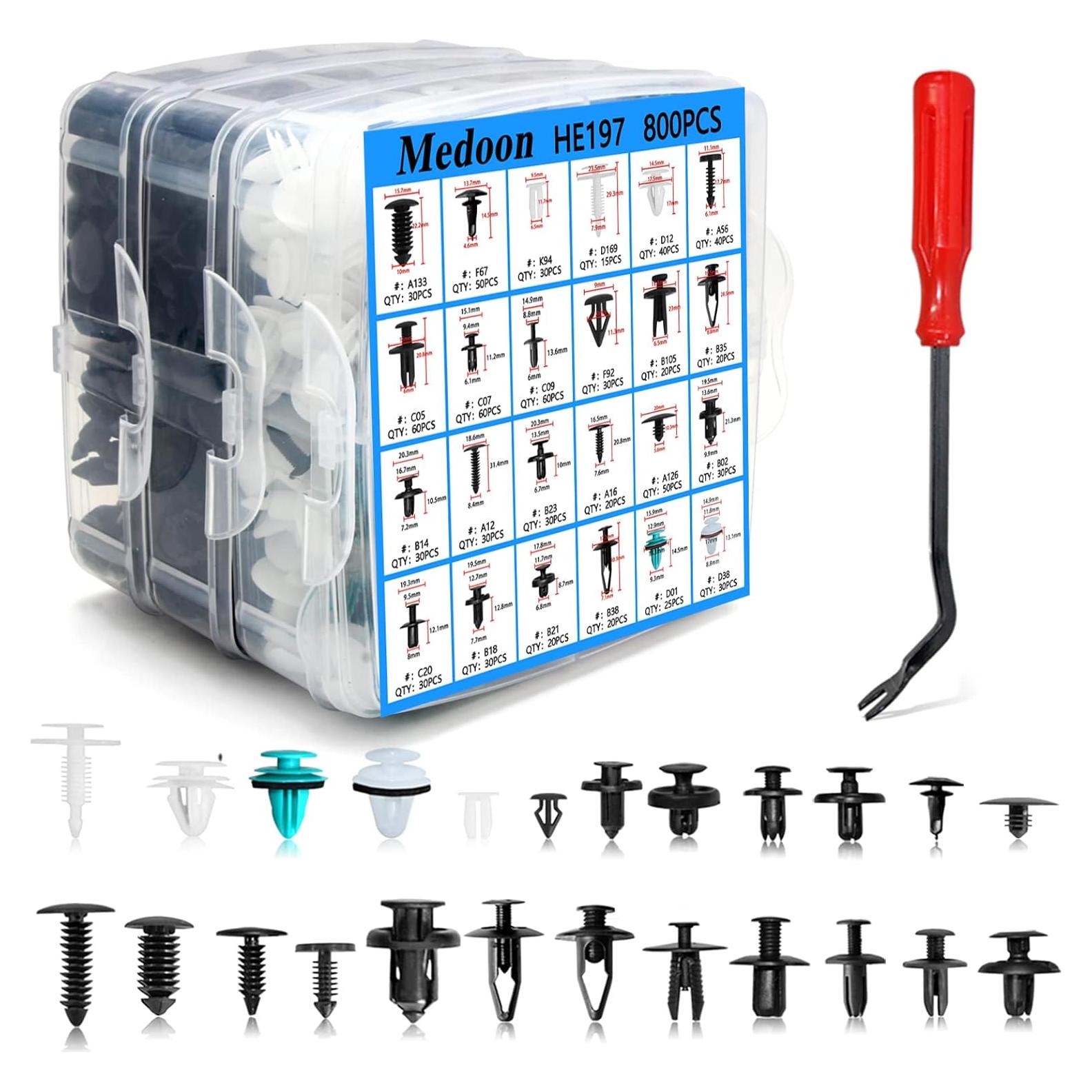 Kit de Clips de Retención para Auto Medoon 801 Piezas 24 Tamaños
