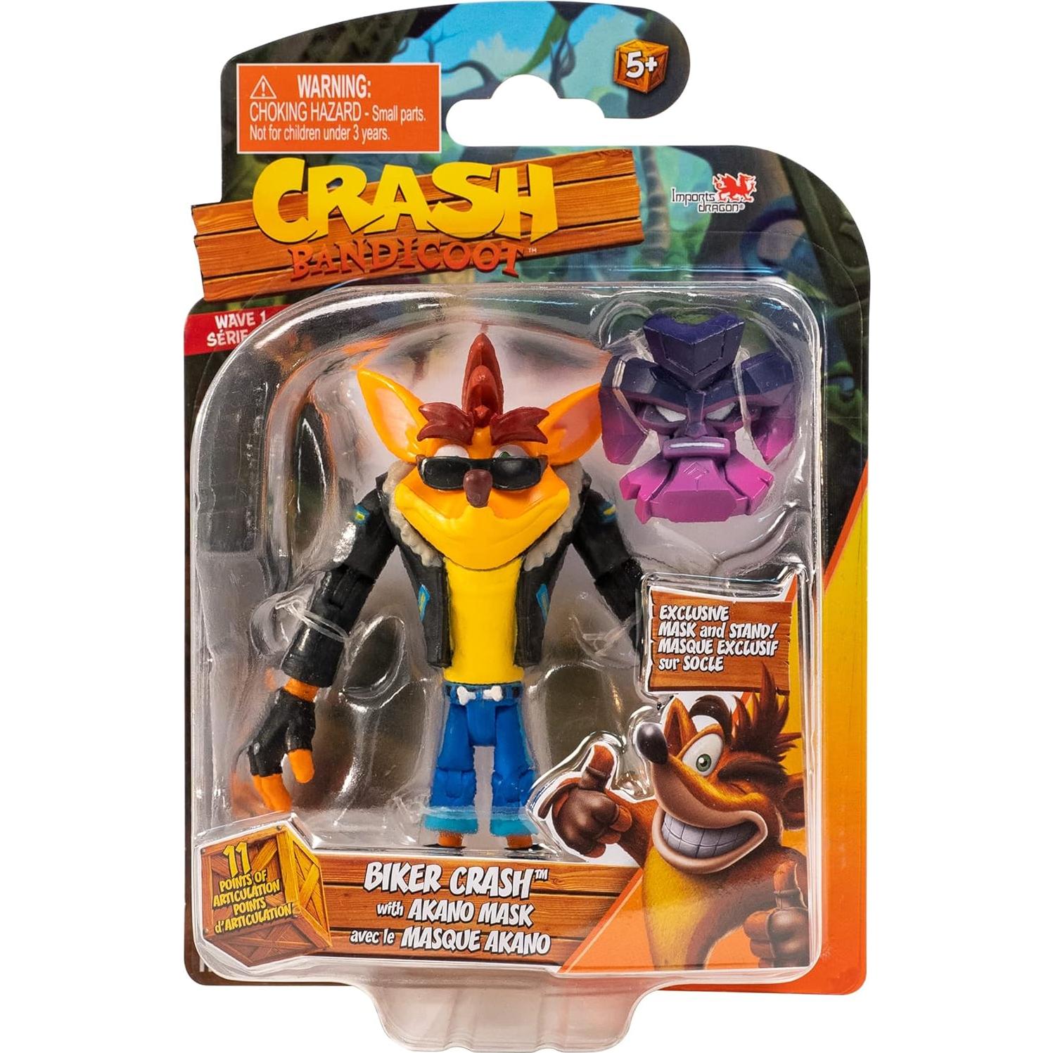 Figuras de Acción Biker Crash Bandicoot 11cm con Máscara