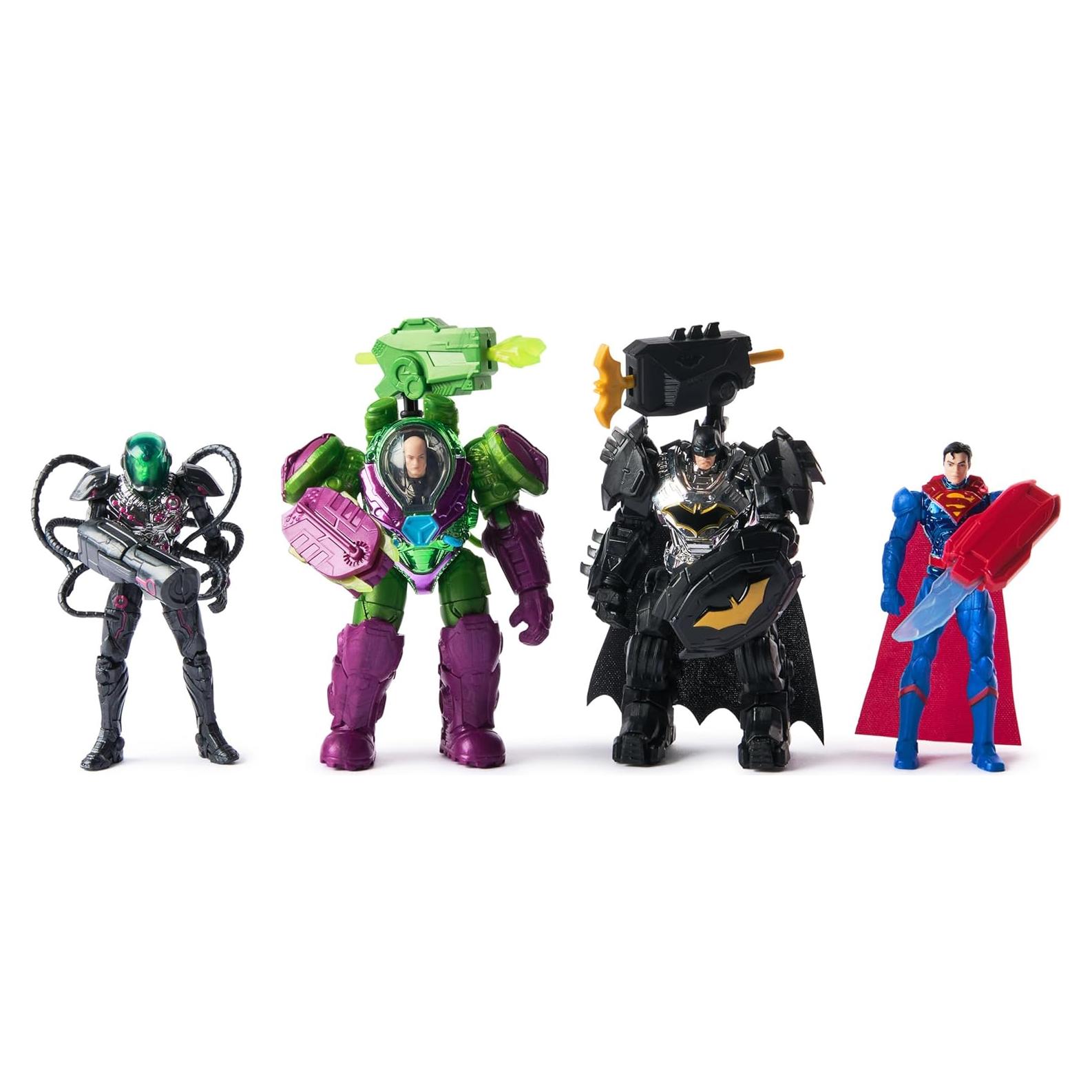 Set de Figuras de Acción DC Comics Metal Force 4" - Brainiac, Lex Luthor, Batman y Superman