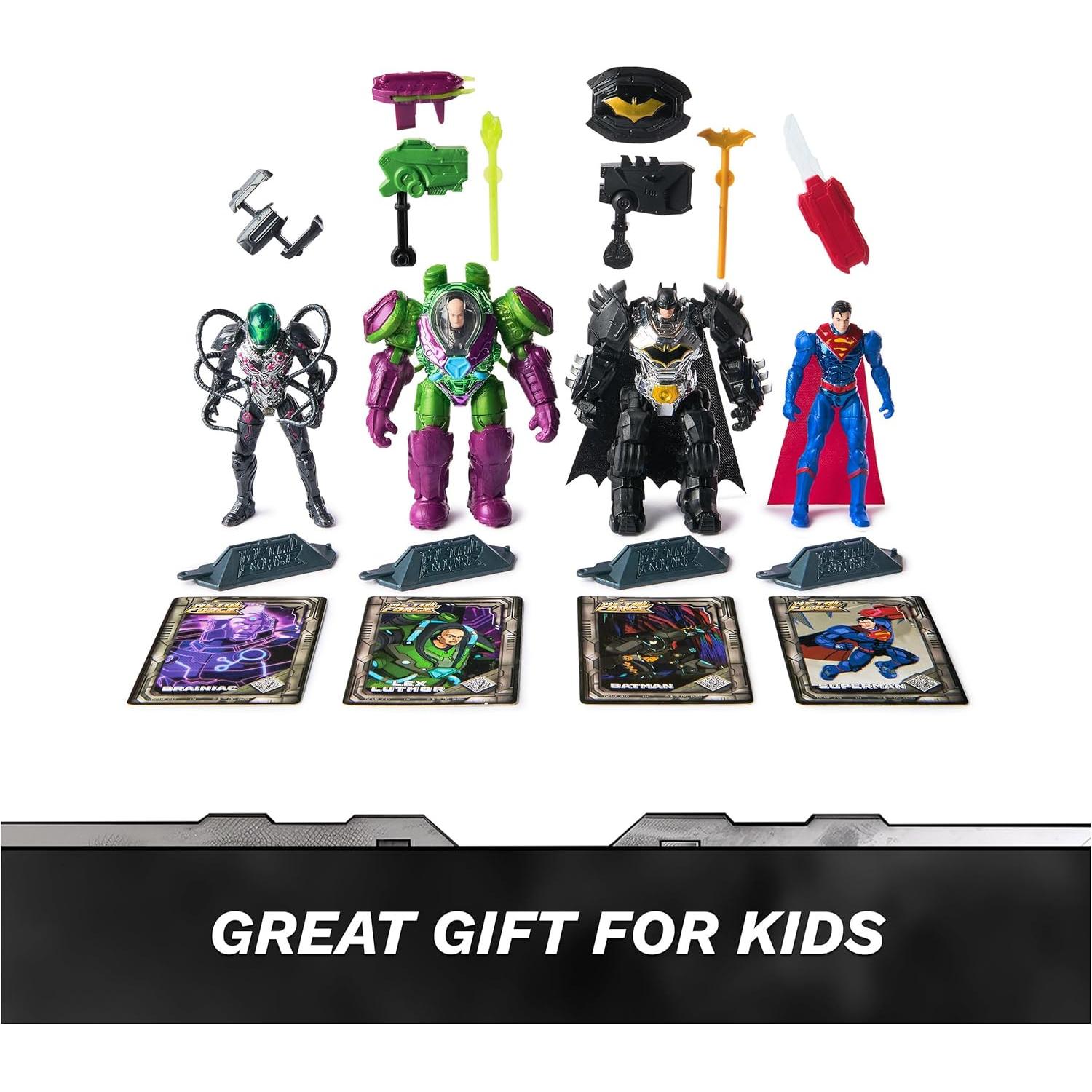 Set de Figuras de Acción DC Comics Metal Force 4" - Brainiac, Lex Luthor, Batman y Superman