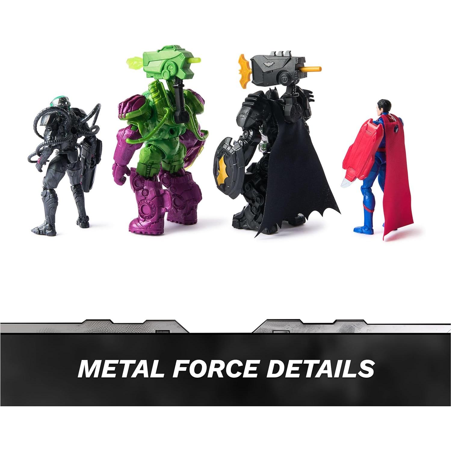 Set de Figuras de Acción DC Comics Metal Force 4" - Brainiac, Lex Luthor, Batman y Superman