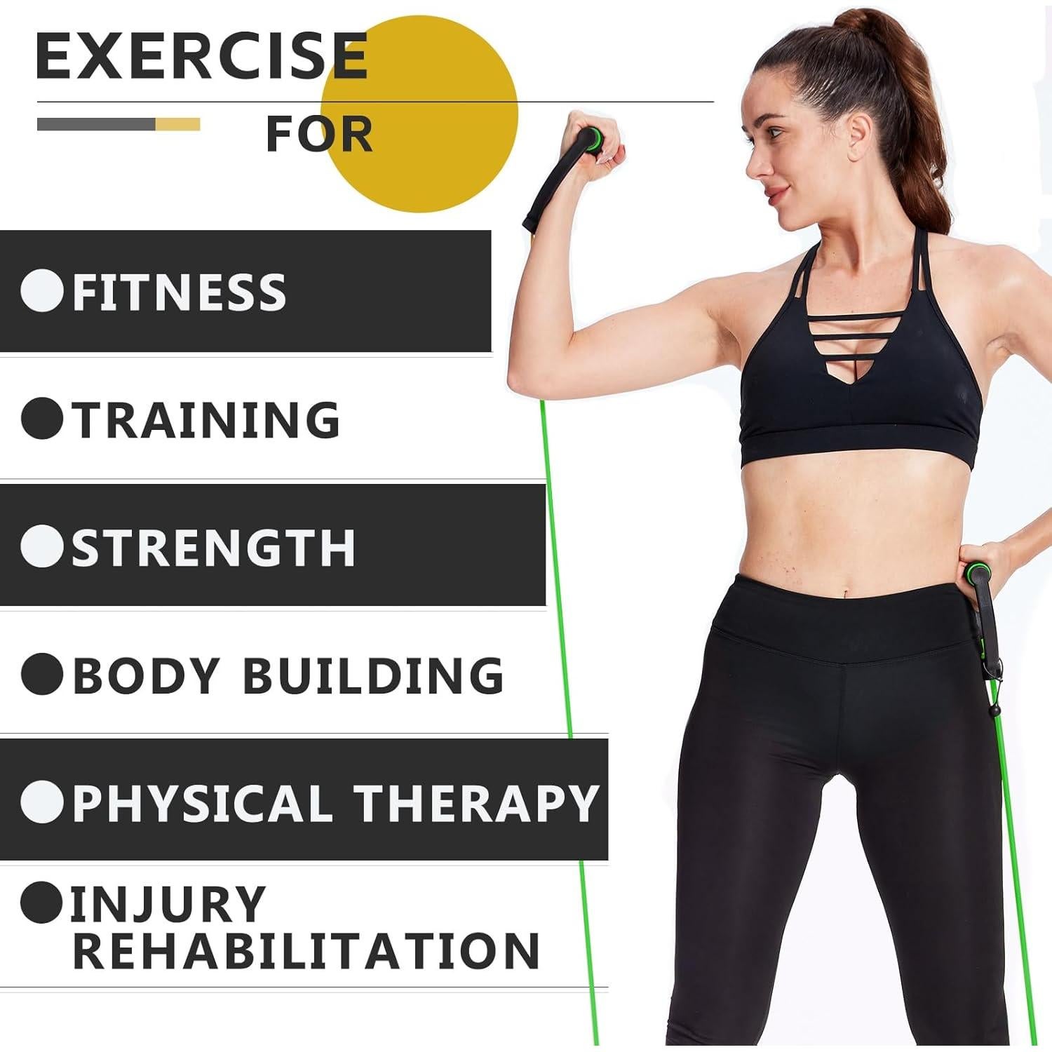 Banda de Resistencia Lianjindun Verde con Mangos - 5 Niveles