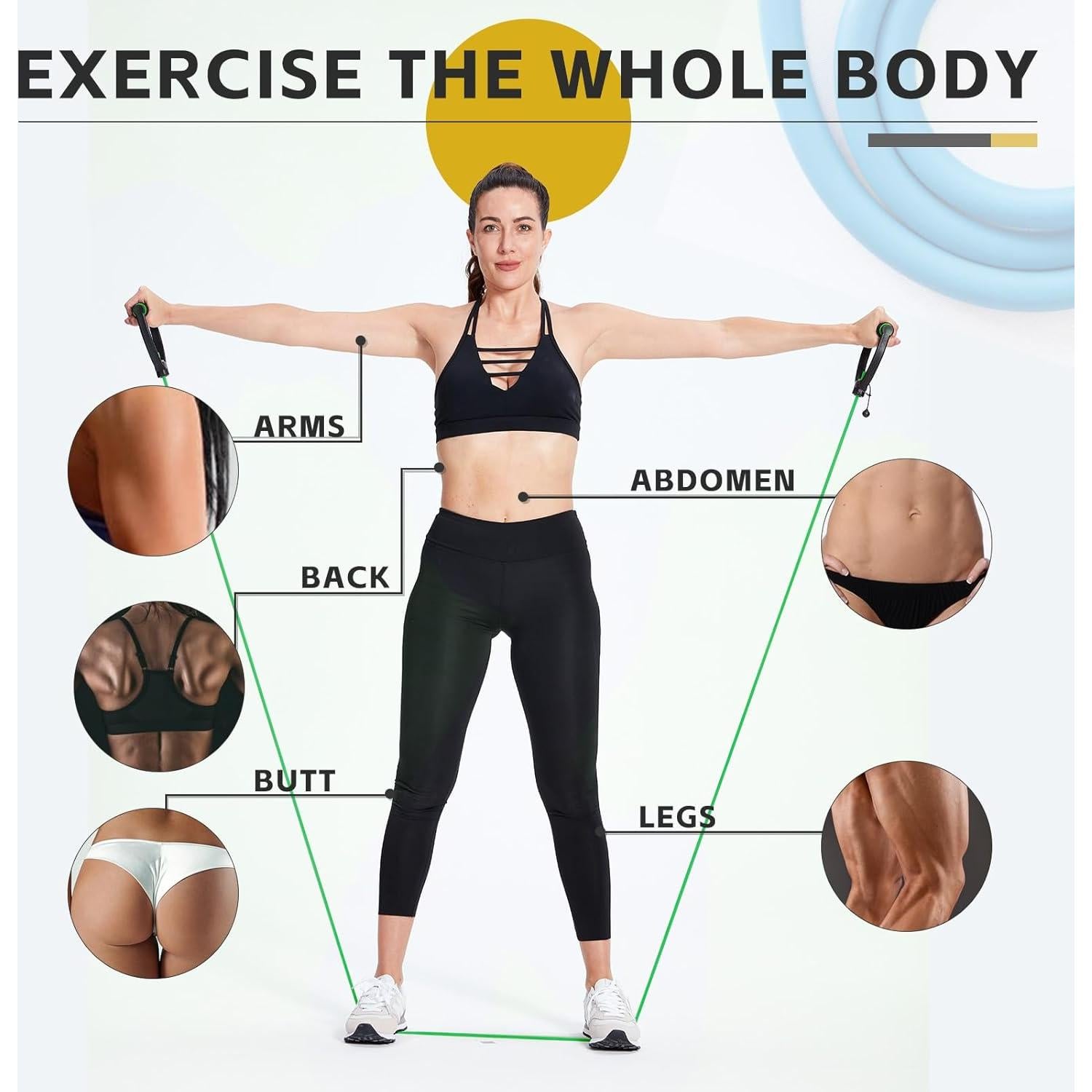 Banda de Resistencia Lianjindun Verde con Mangos - 5 Niveles