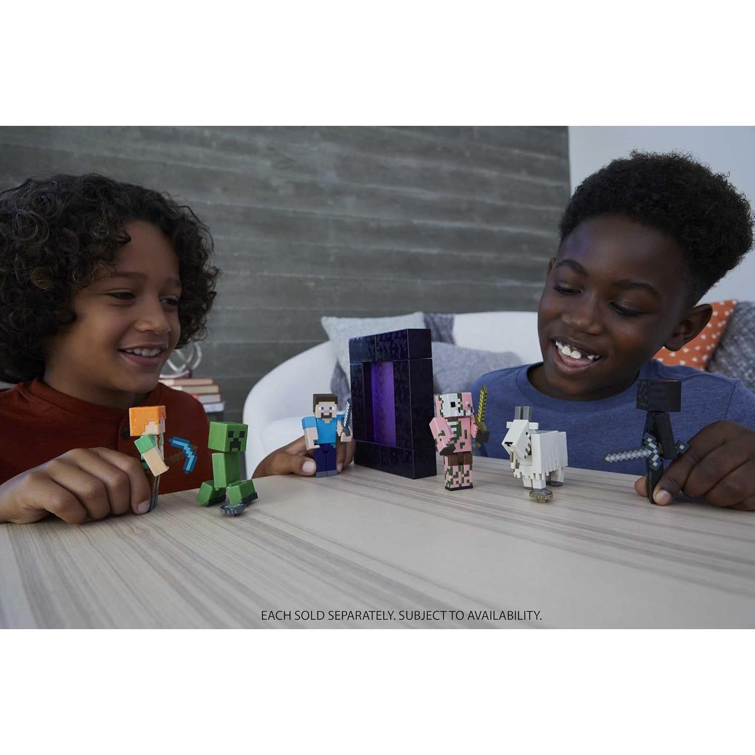 Figura de Acción Cabra Minecraft Mattel 8.25 cm con Portal