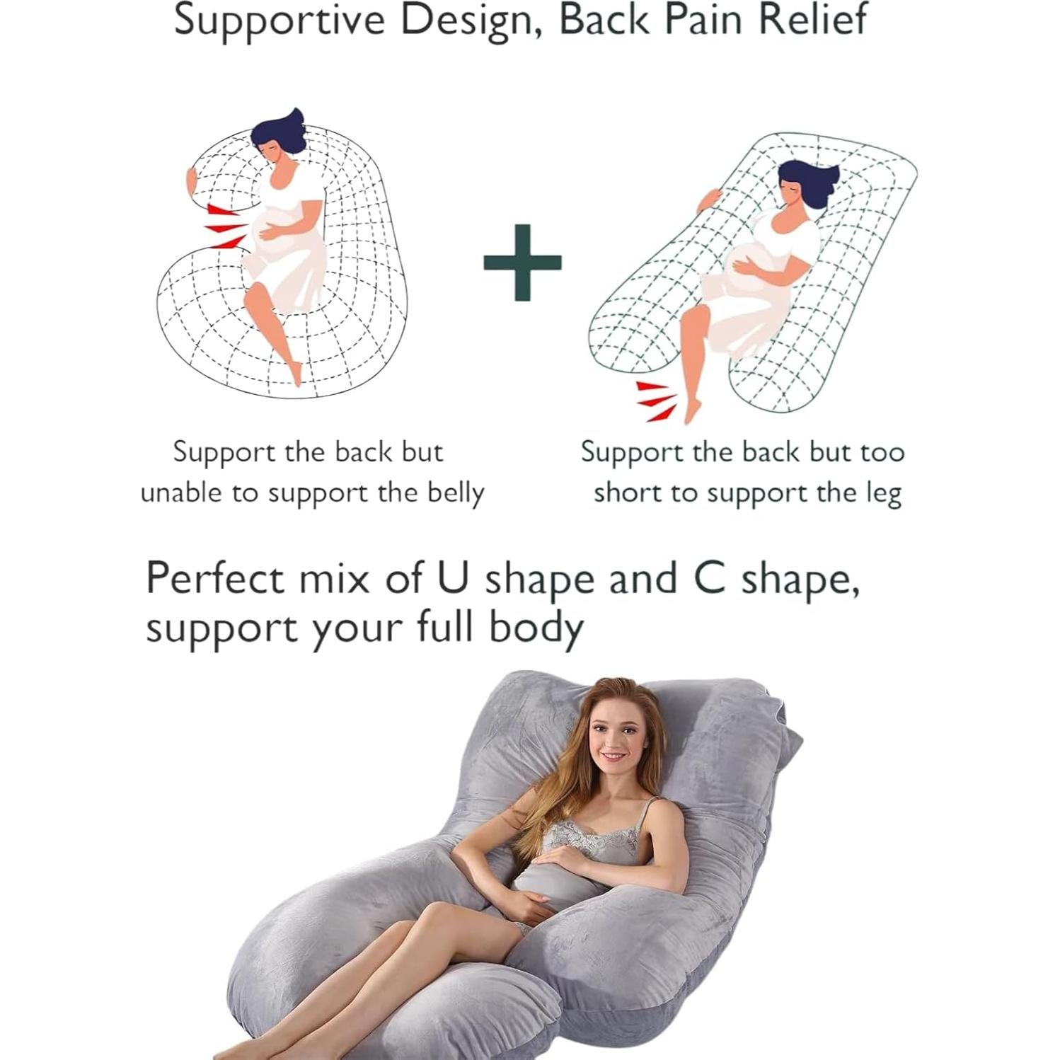 Almohada de Embarazo BATTOP 147 cm Suave y Lavable