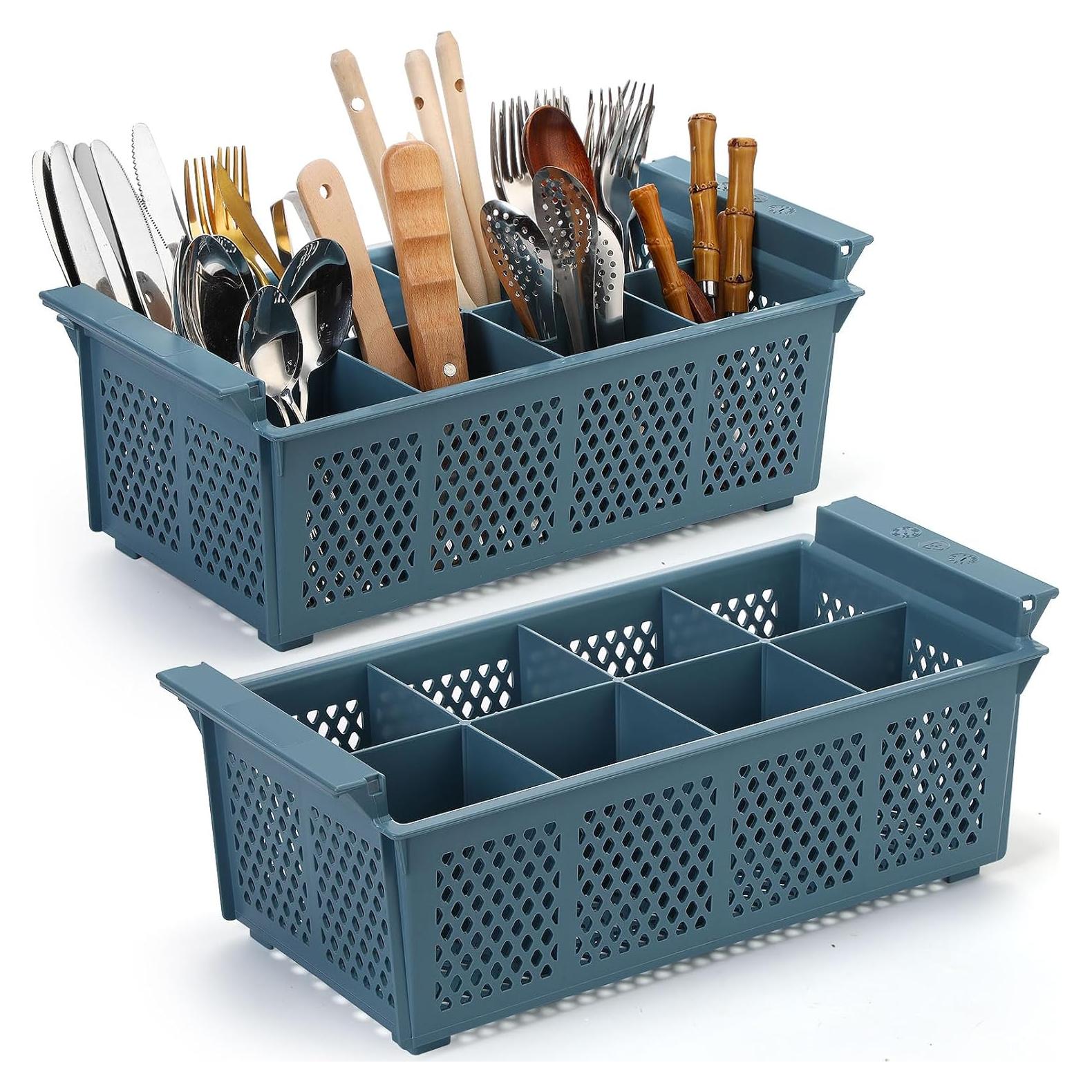 Canasta de Cubiertos Yungyan 2 Pcs 8 Compartimentos Azul