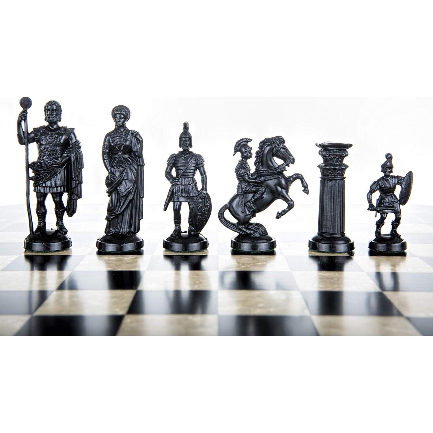 Set de Piezas de Ajedrez Plástico Legión Romana 9,6 cm Negro/Dorado