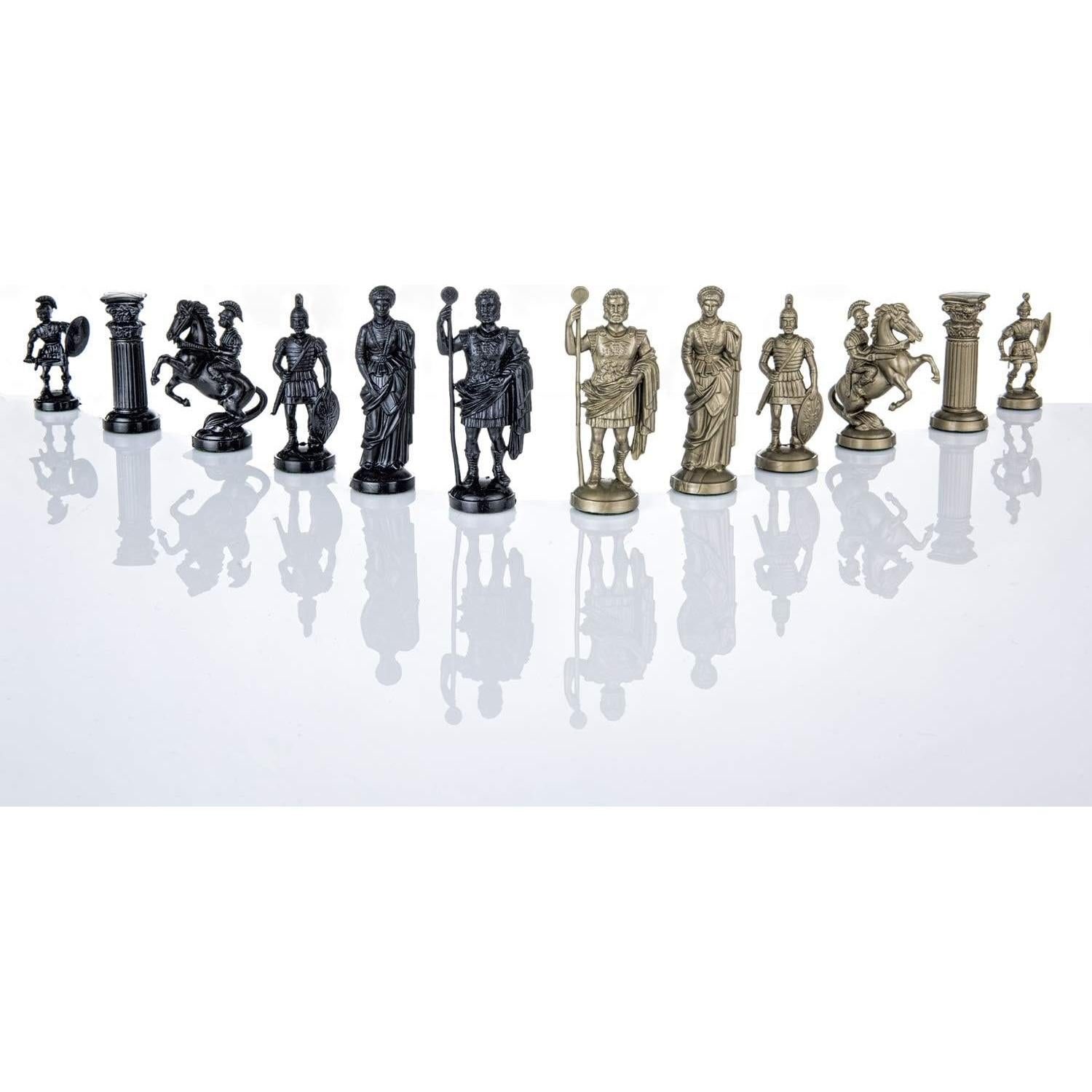Set de Piezas de Ajedrez Plástico Legión Romana 9,6 cm Negro/Dorado
