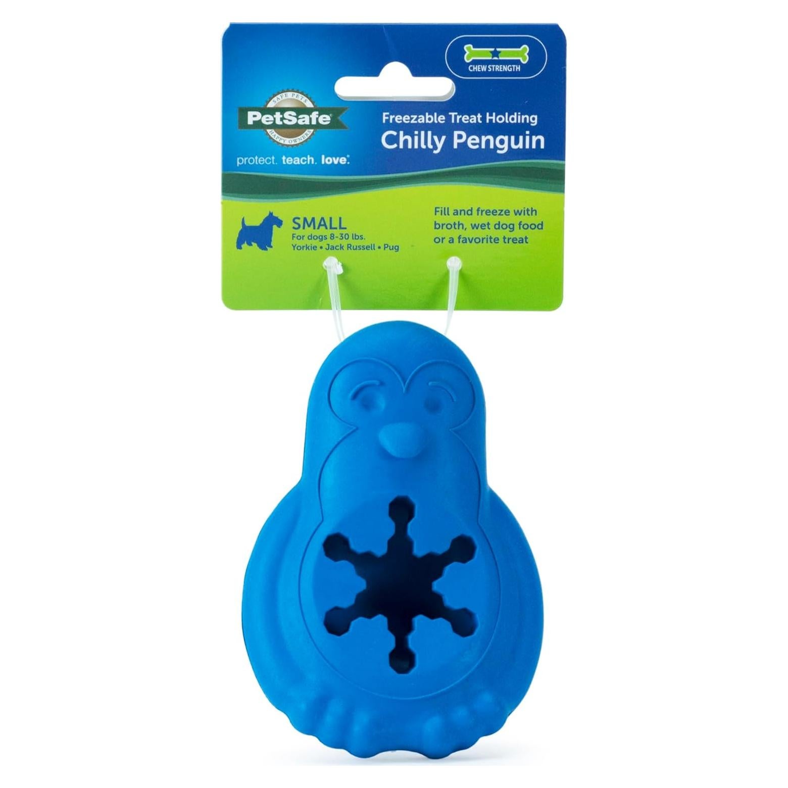 PetSafe Chilly Penguin, Freezable Dog Toy for Small Dogs, Fill and Freeze, Frozen Dog Toy to Fill with Treats, French Vanilla Scented, Interactive Pet Puzzle for Boredom or Separation Anxiety, Small