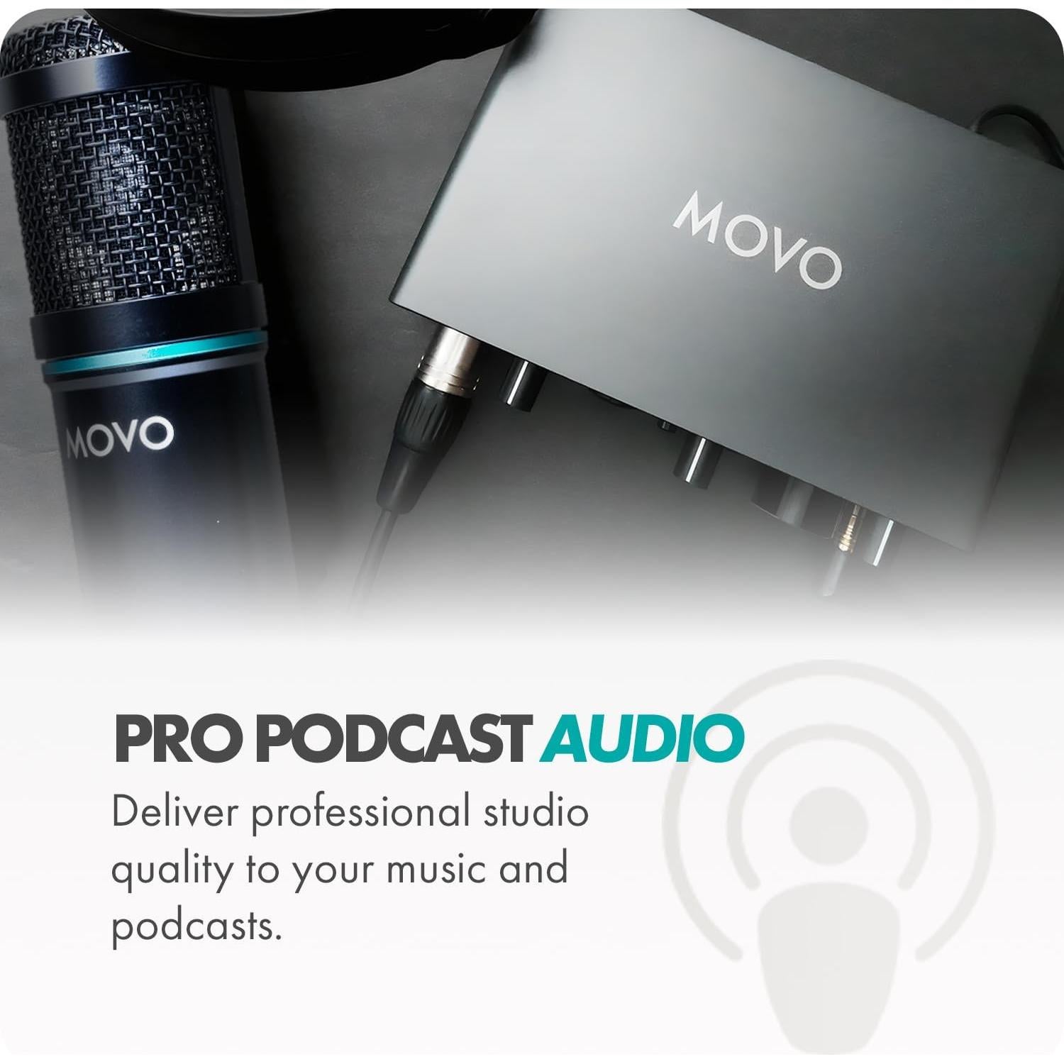 Kit de Podcast Movo PodKit2AH para 2 Micrófonos USB-C