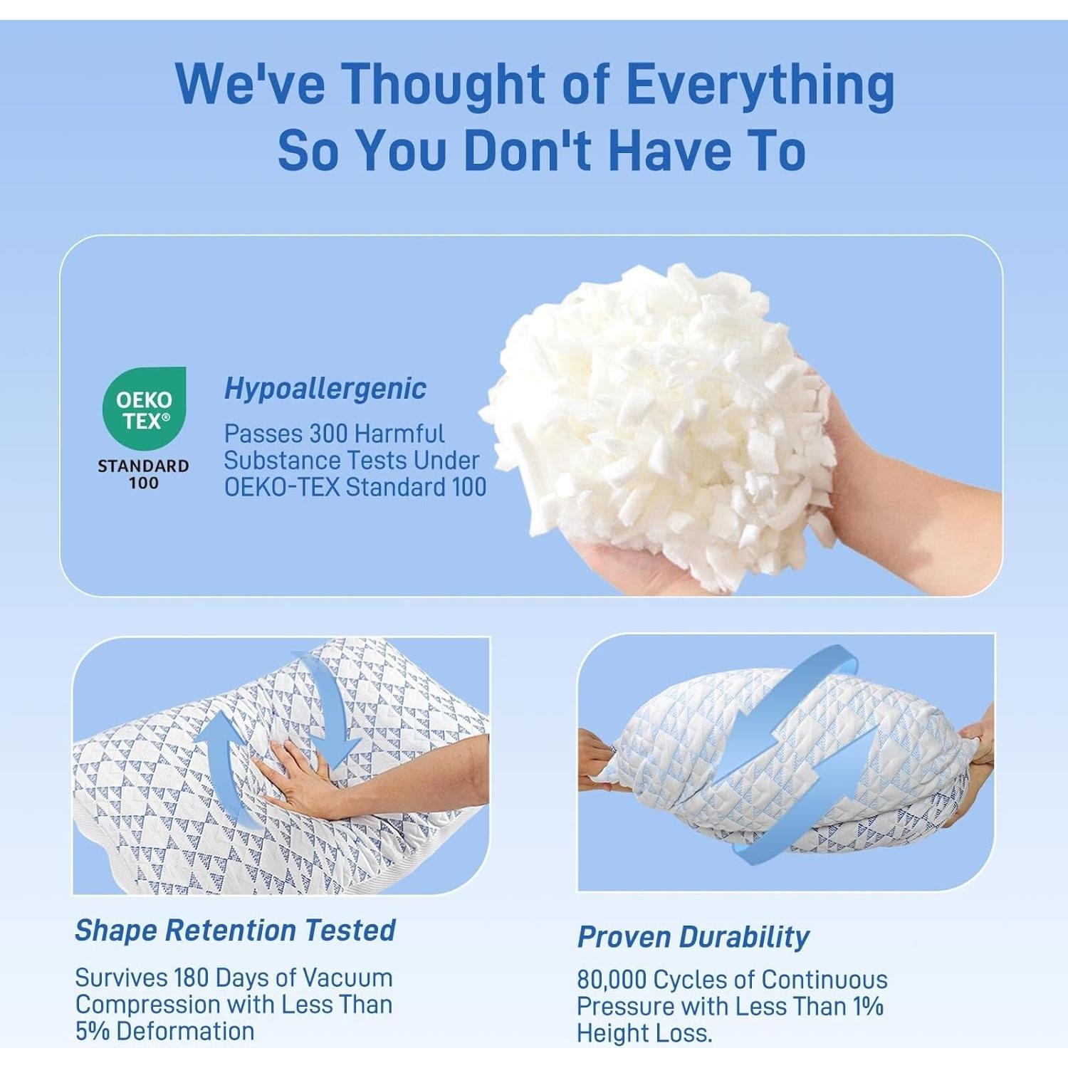 Almohada Ajustable Hipoalergénica Ankwos Queen Viscosa Bambú