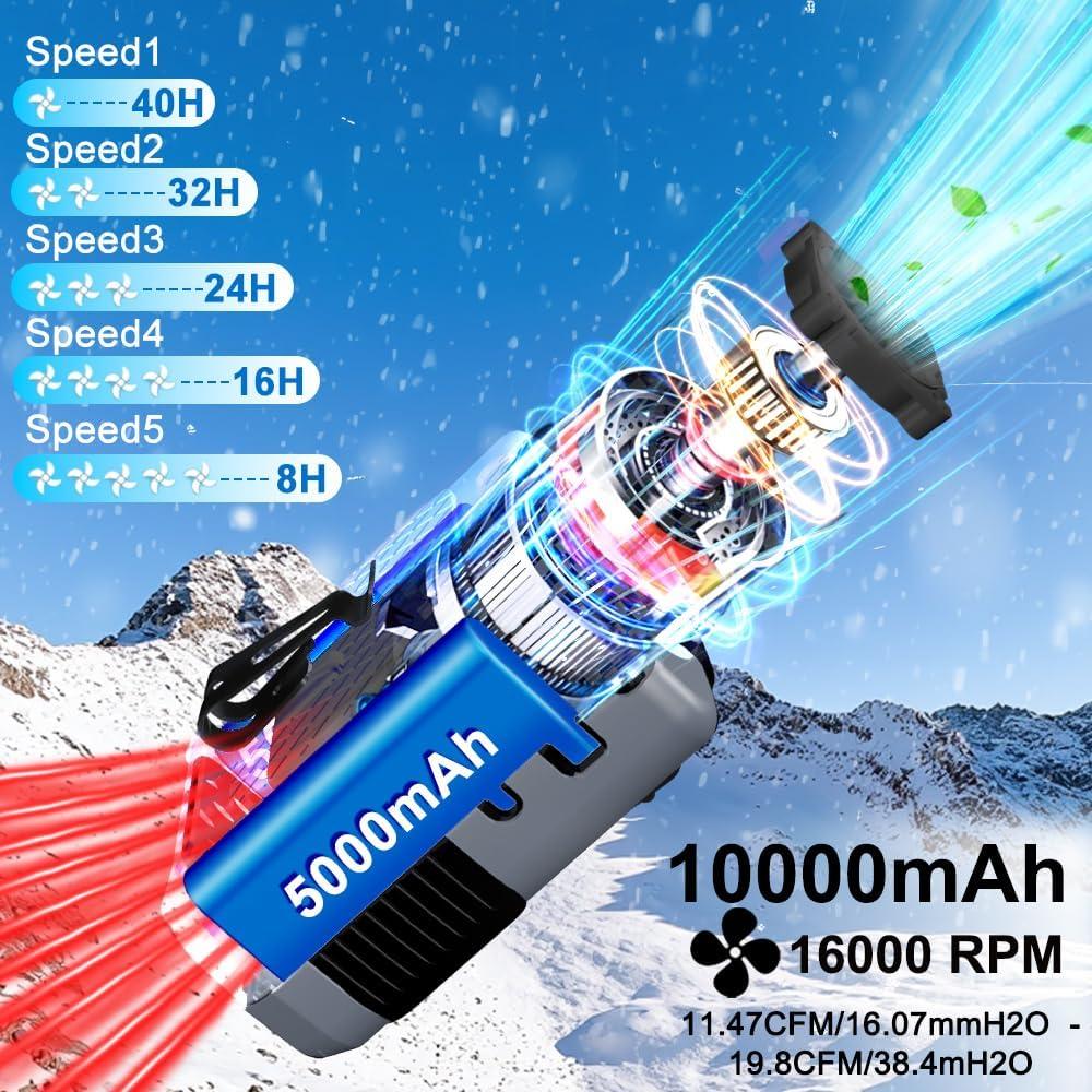 Ventilador Portátil AINFTIME H60 10000mAh con Clip y Luz LED