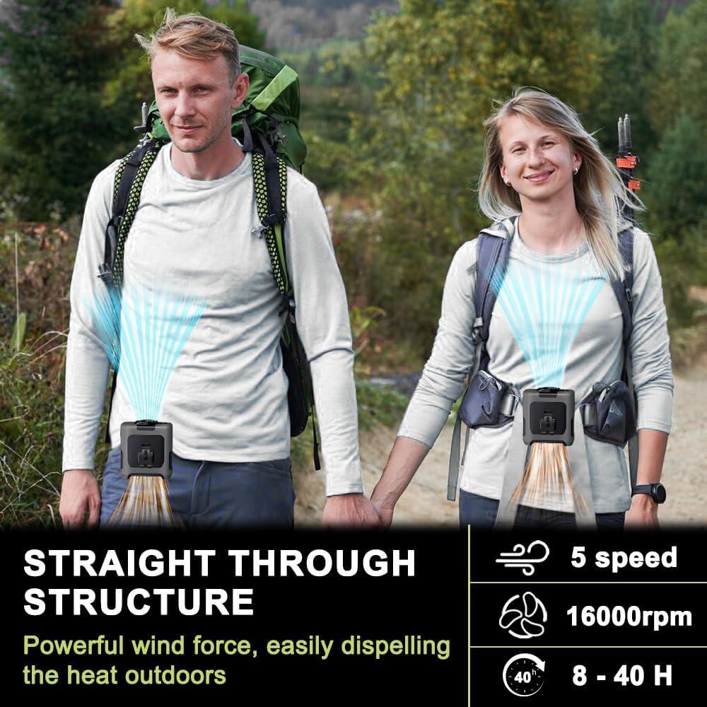 Ventilador Portátil AINFTIME H60 10000mAh con Clip y Luz LED