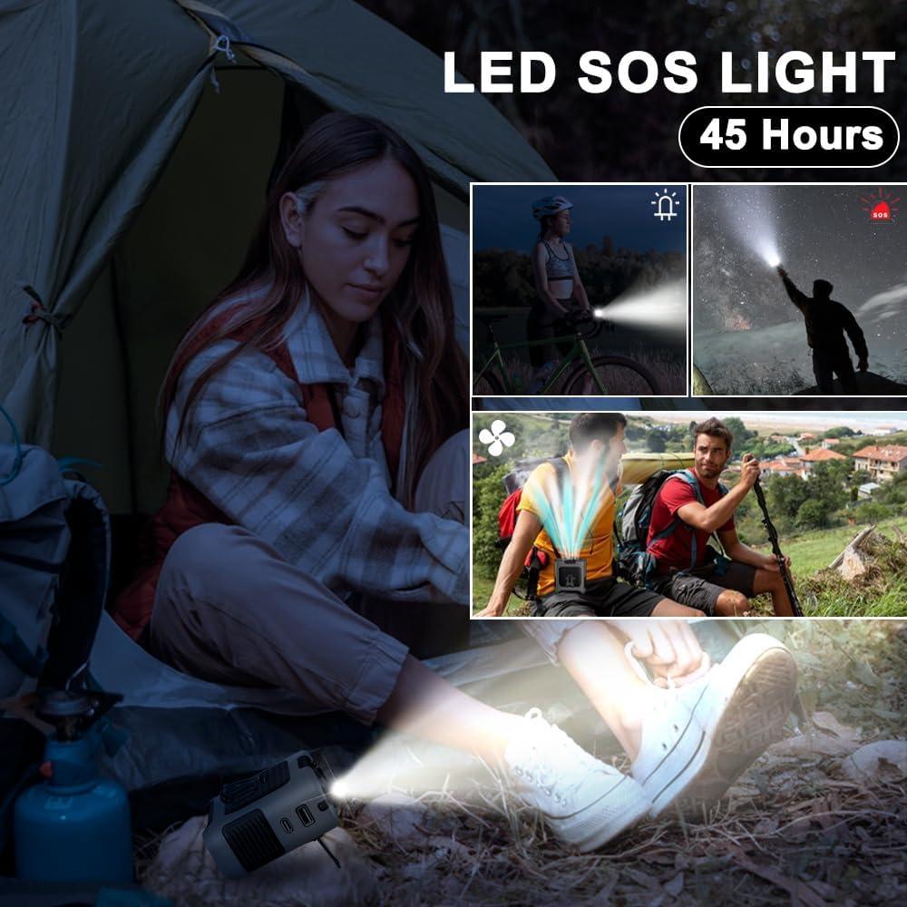 Ventilador Portátil AINFTIME H60 10000mAh con Clip y Luz LED