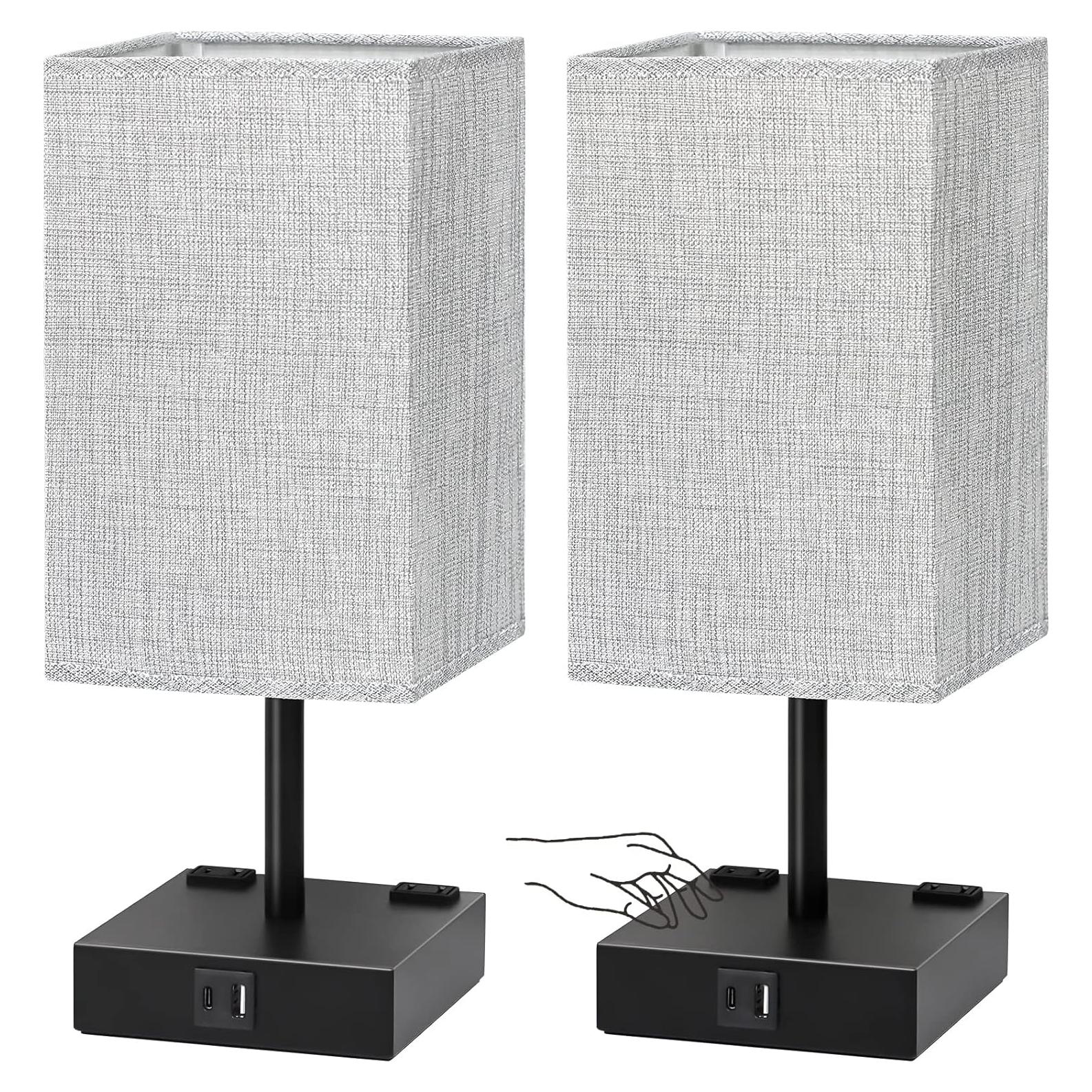 Juego de 2 Lámparas de Mesa Táctil Soilsiu con USB y Regulable