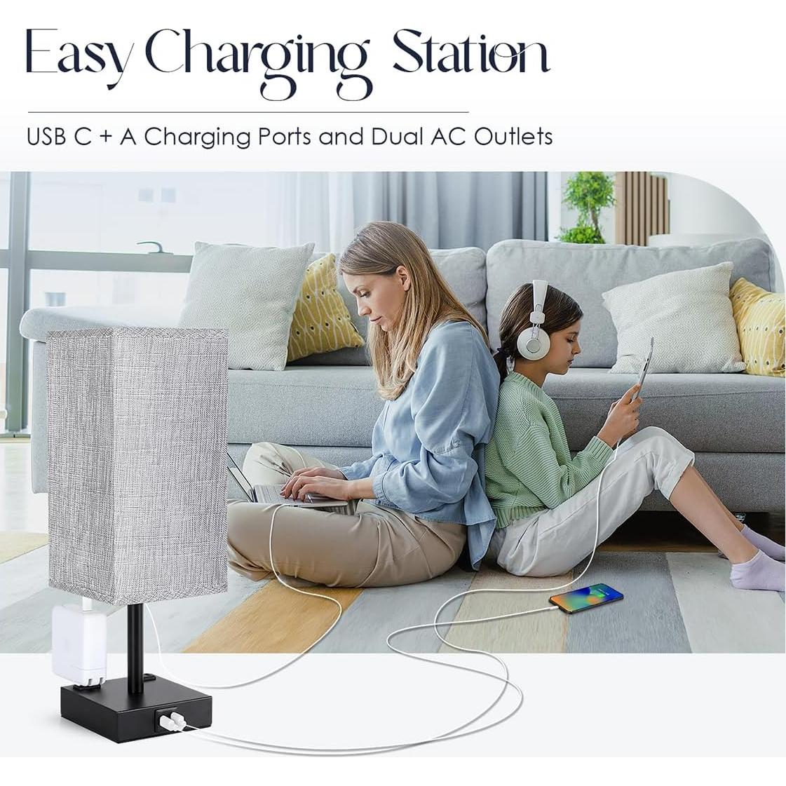 Juego de 2 Lámparas de Mesa Táctil Soilsiu con USB y Regulable