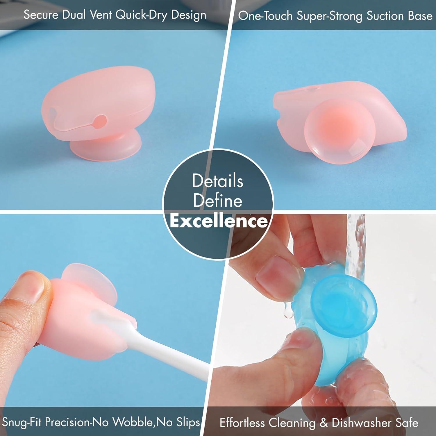 Muslish Fundas de Silicona para Cepillos de Dientes - 4 Pack Azul