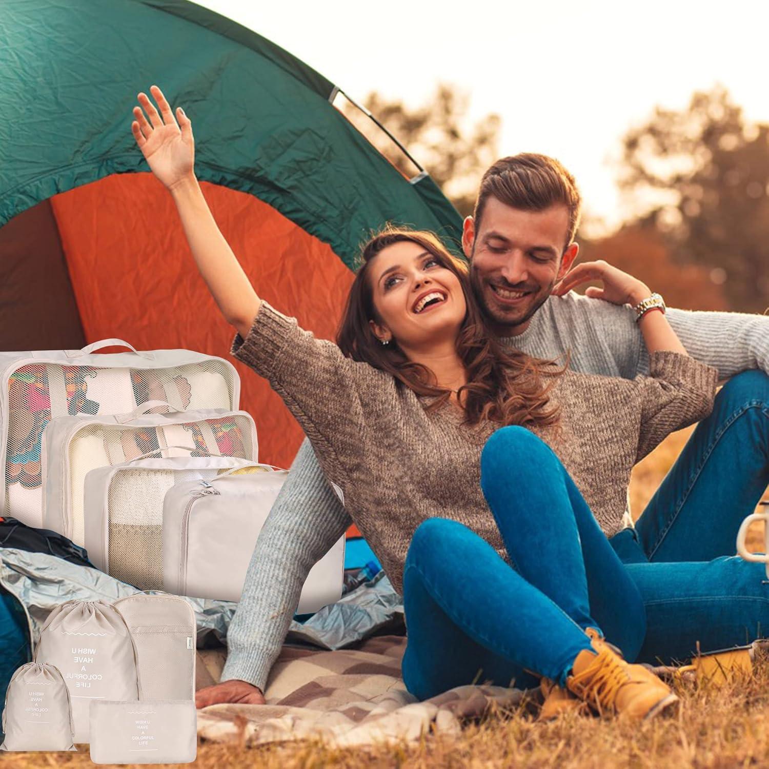 Set de 8 Cubos de Empaque kingdalux para Viaje - Beige