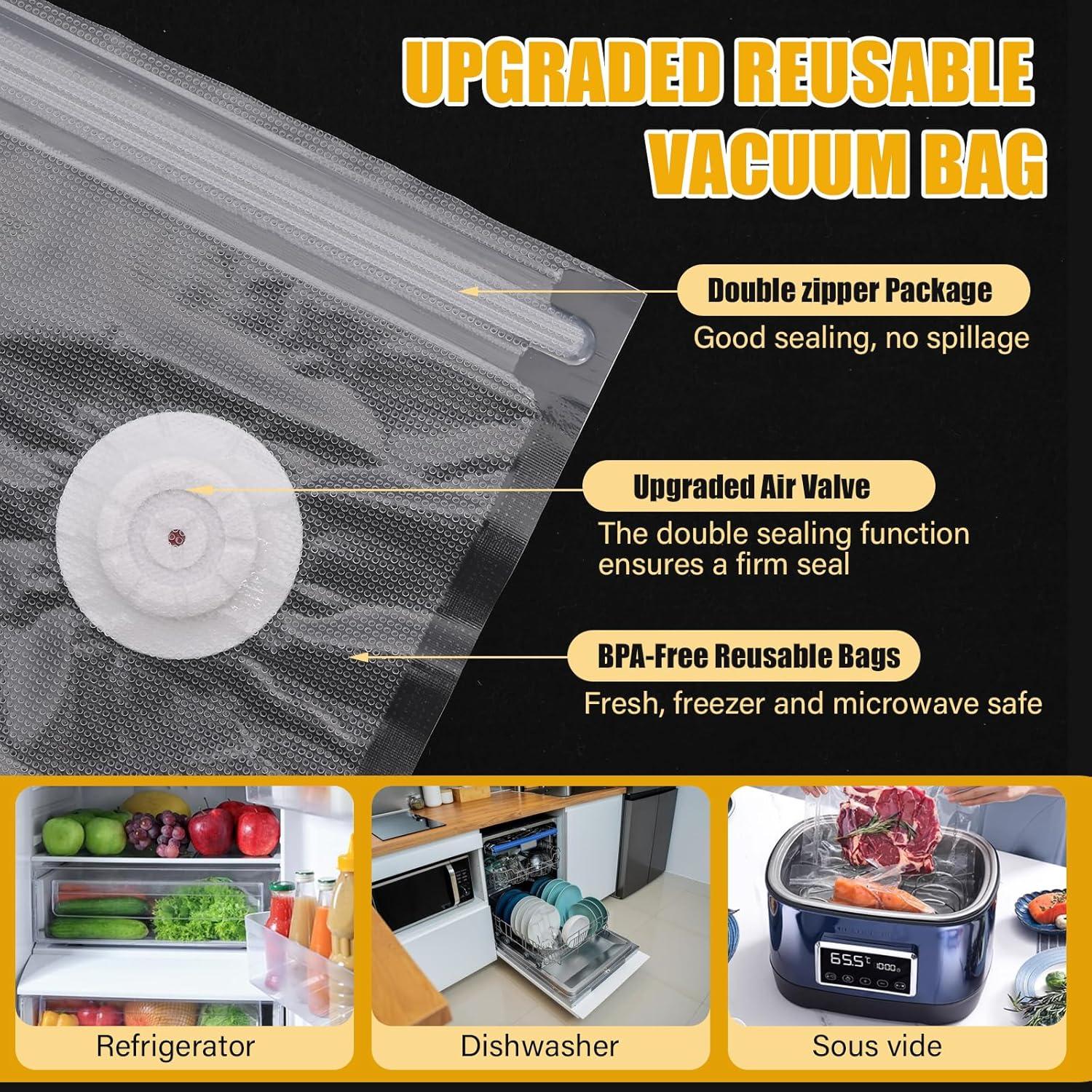 Sellador al vacío ULTAC portátil con 10 bolsas reutilizables