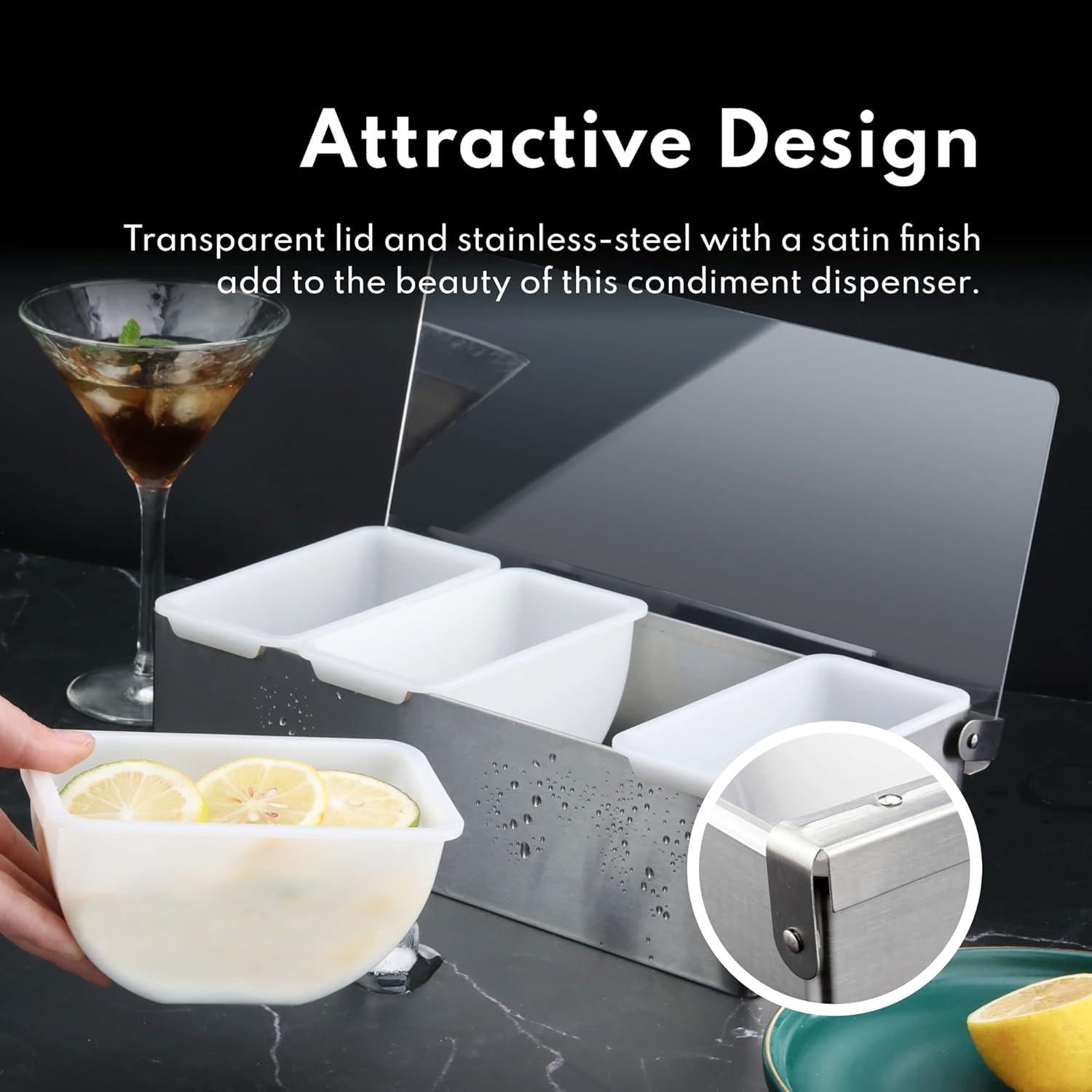 Dispensador de Condimentos Acero Inoxidable New Star 3 Compartimentos