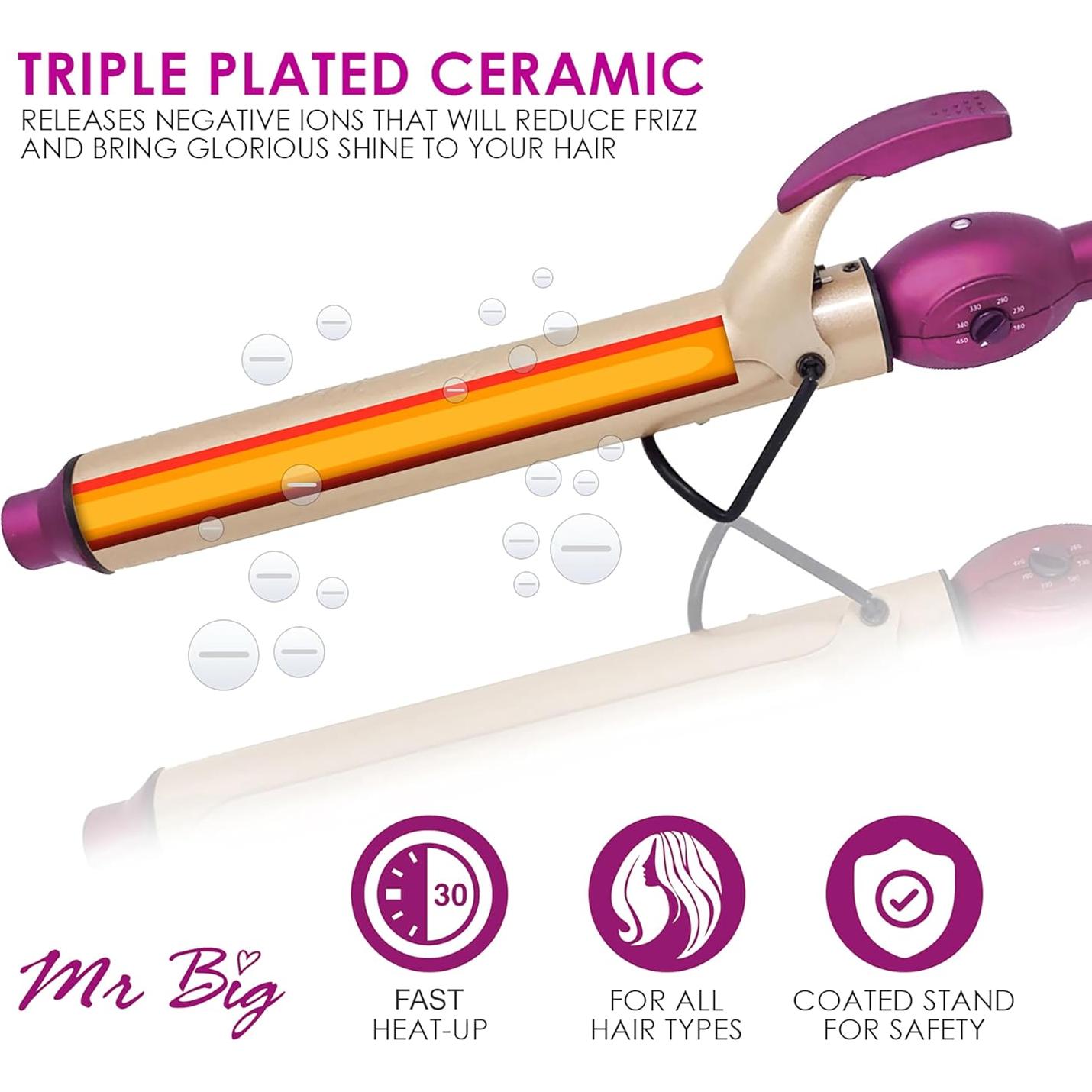 Rizador de Cabello Largo Mr Big XL Cerámico 24.13 cm 0.75"