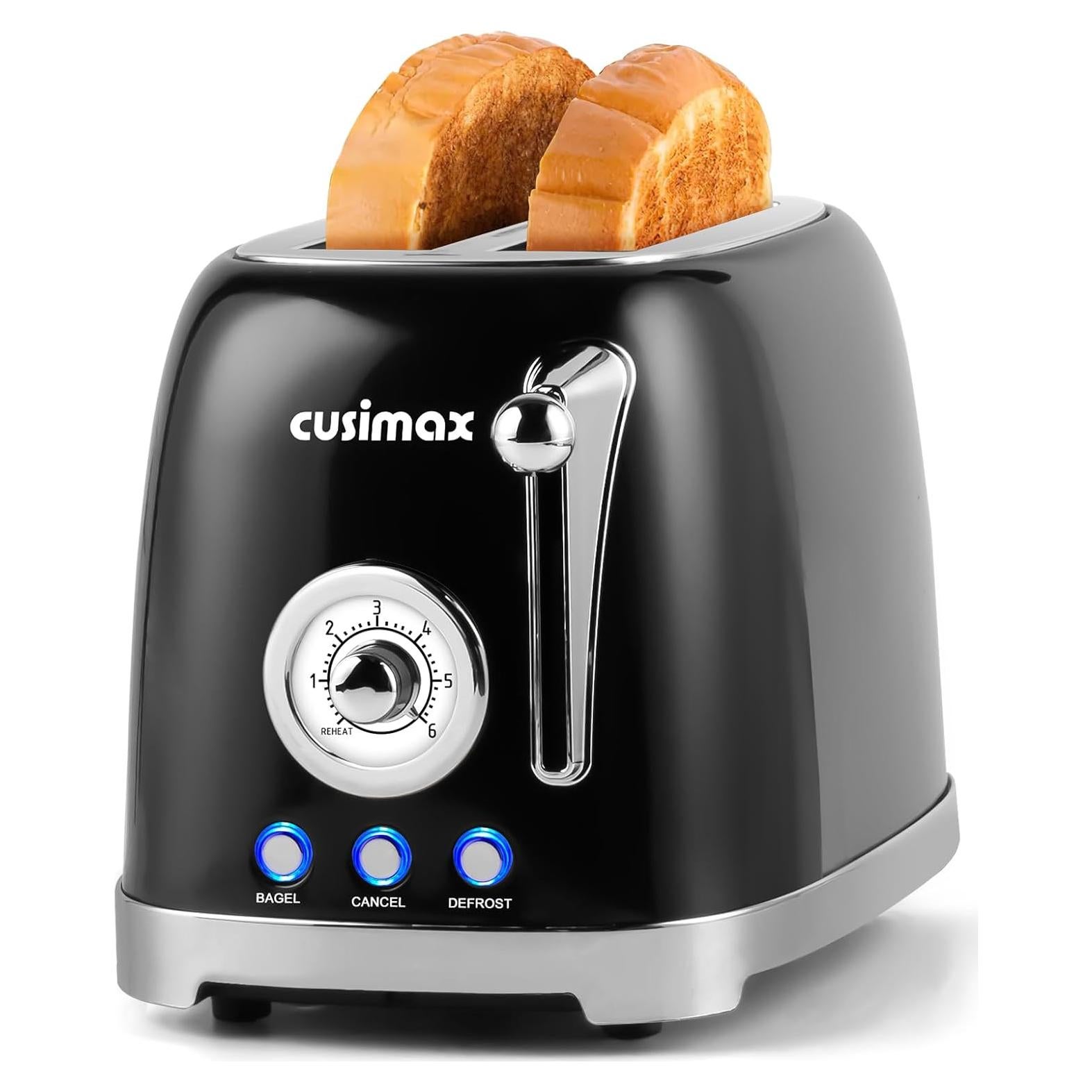 Tostadora CUSIMAX 2 Rebanadas Retro Acero Inoxidable 6 Niveles