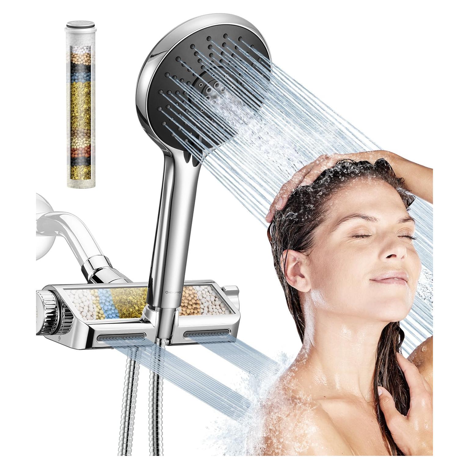 Cabezal de Ducha Filtrado HOPOPRO Doble con Masaje y Filtros