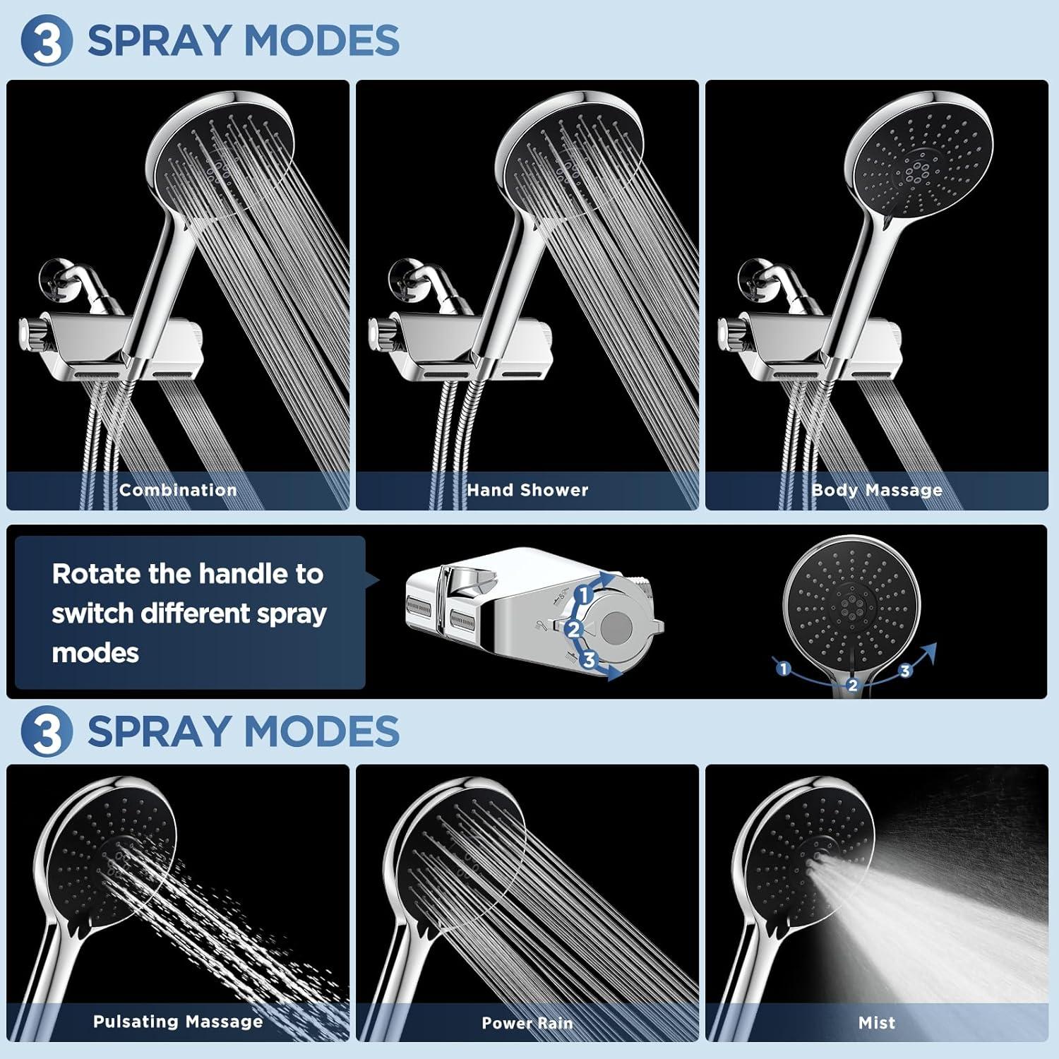Cabezal de Ducha Filtrado HOPOPRO Doble con Masaje y Filtros