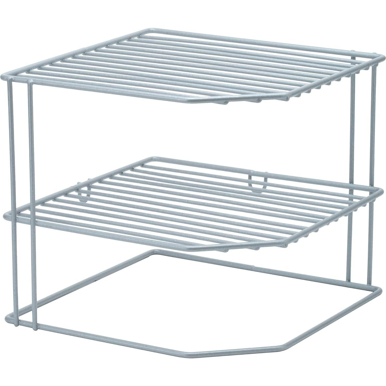 Kitchen Details Corner Shelf Organizer | Cabinet & Countertop Storage | Plates | Cups | Bowls | Grey