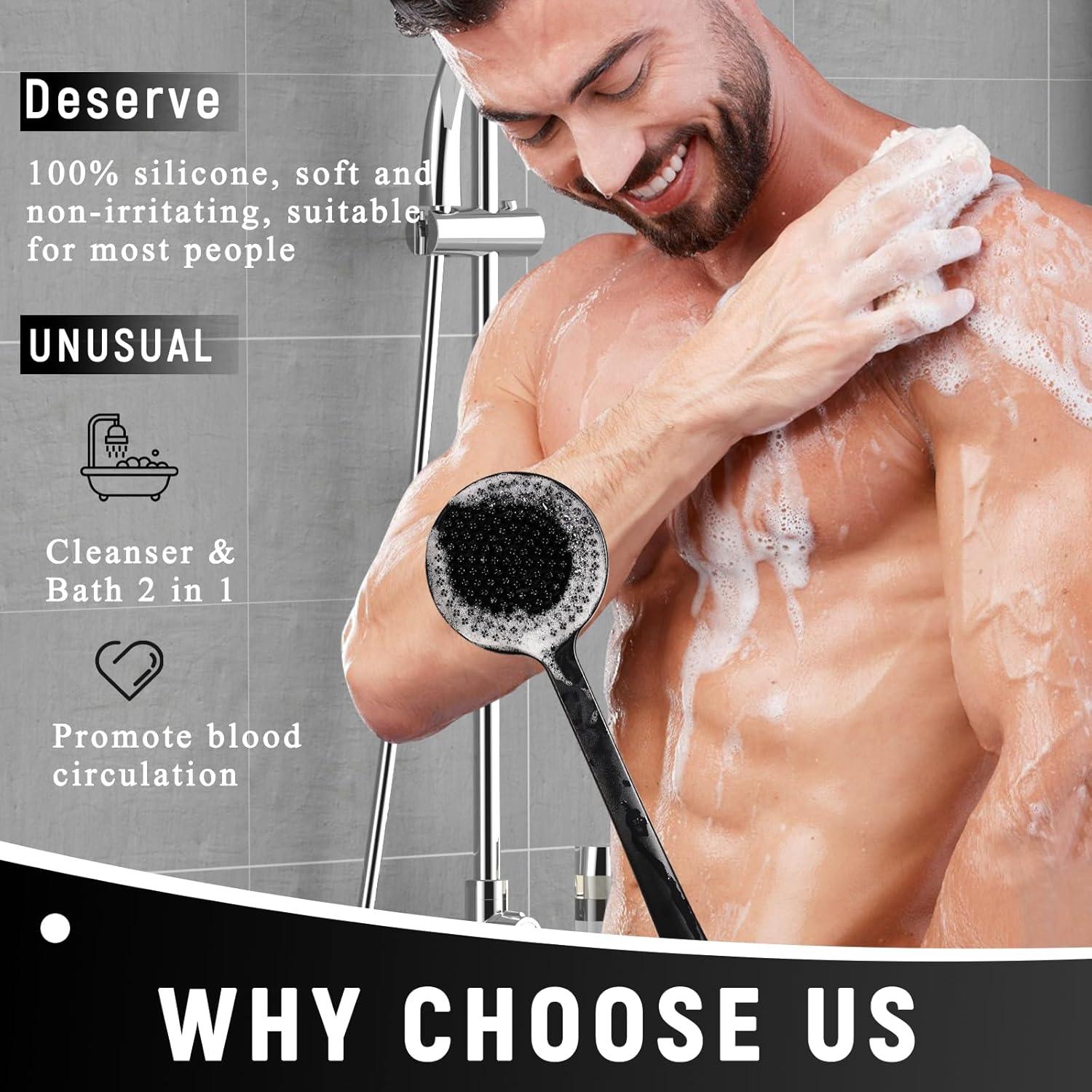 Paquete de 2 cepillos de ducha VWMYQ con mango largo 43 cm