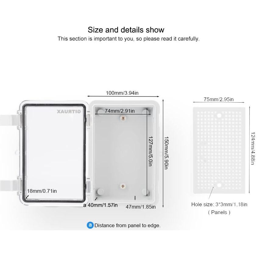 Caja de Enclosure Eléctrica Impermeable GITRUAX 15x10x7 cm