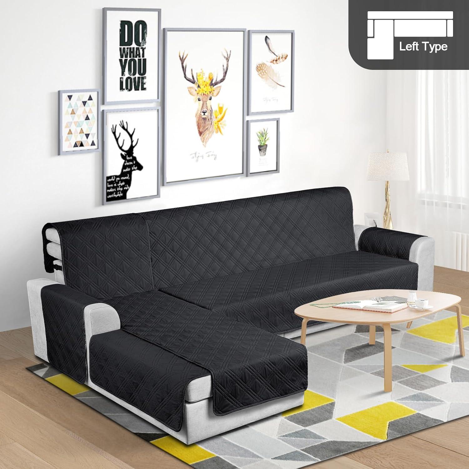 Funda de Sofá Seccional TAOCOCO Impermeable 3 Piezas Negro