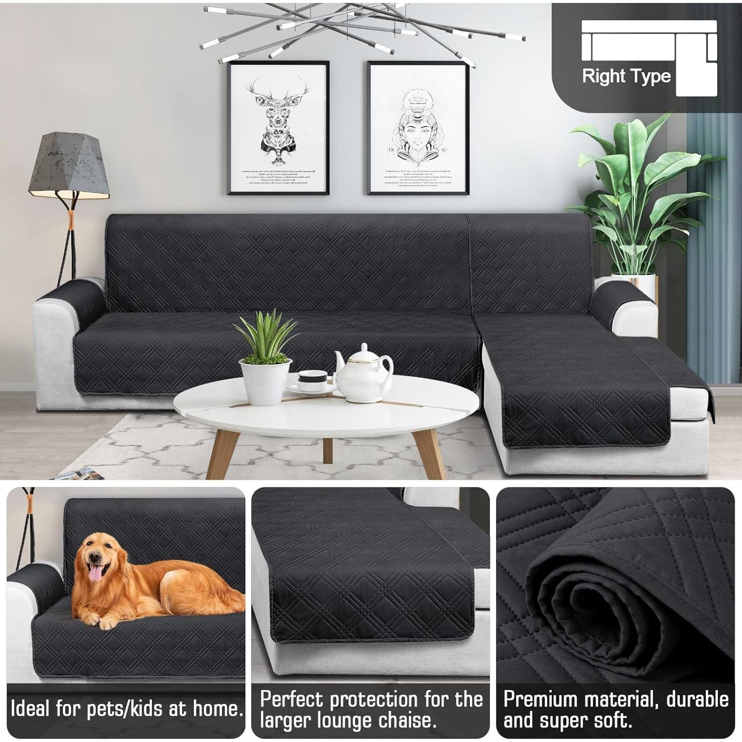 Funda de Sofá Seccional TAOCOCO Impermeable 3 Piezas Negro