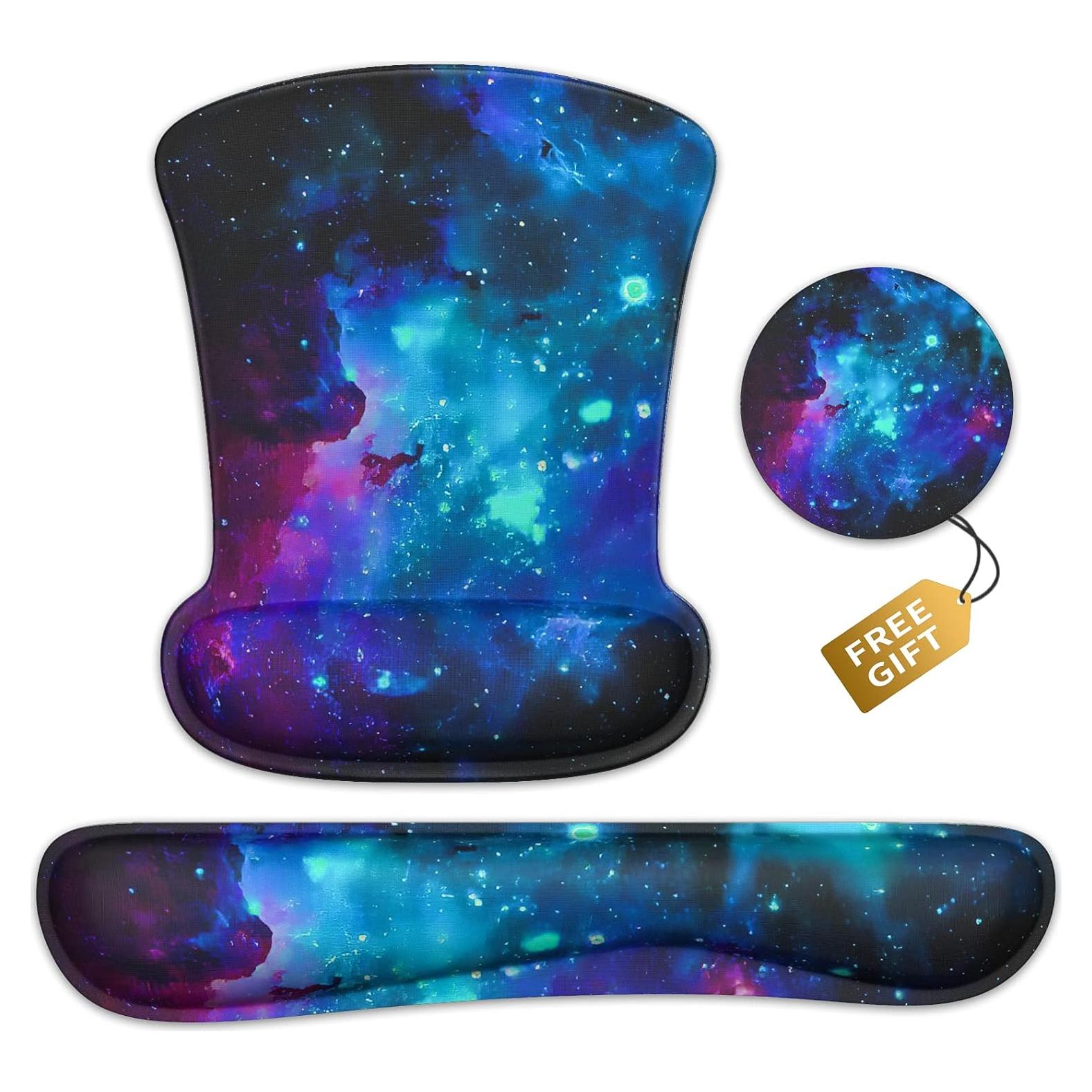 Soporte para Muñeca Ergonómico y Almohadilla de Ratón Gel Nebula Galaxy