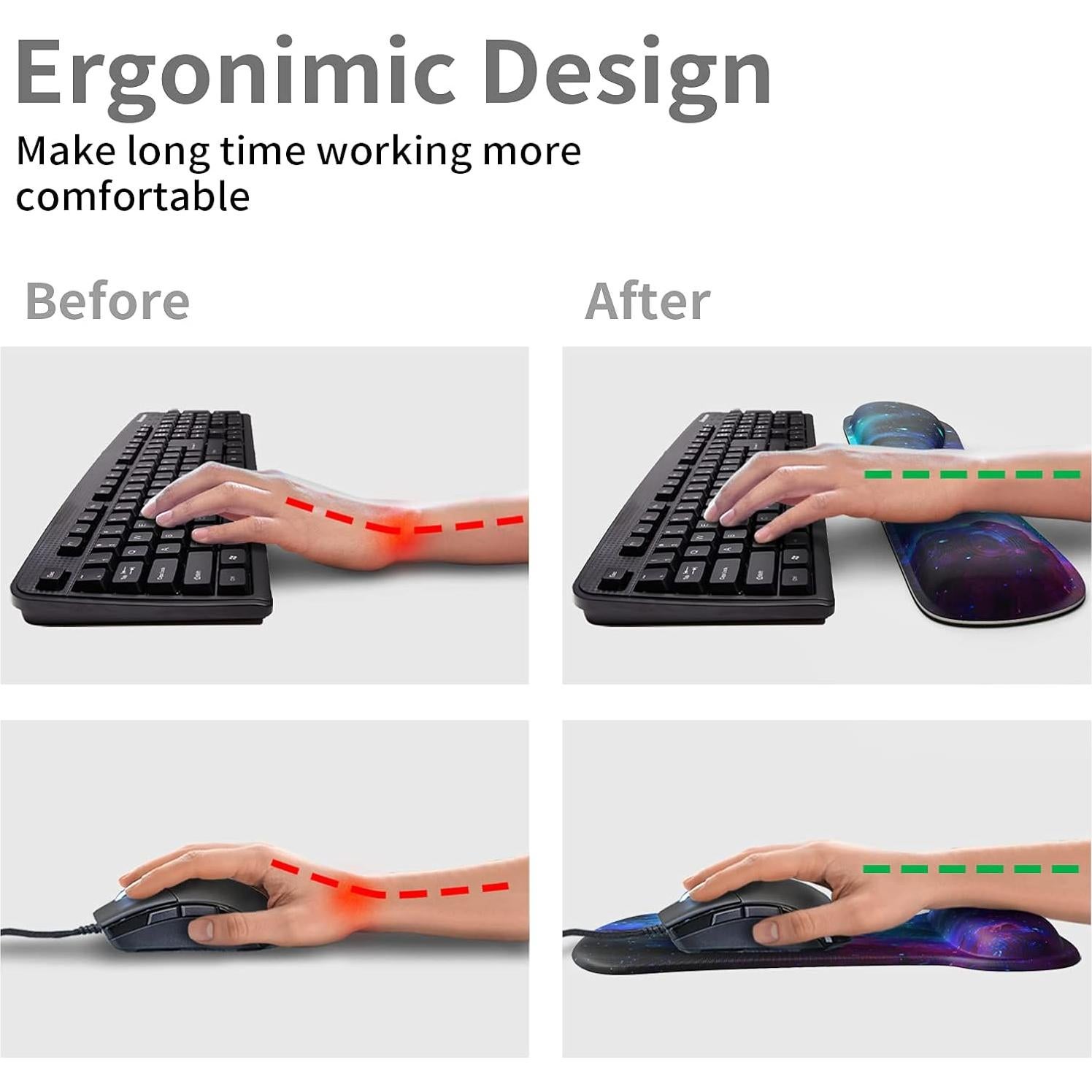 Soporte para Muñeca Ergonómico y Almohadilla de Ratón Gel Nebula Galaxy