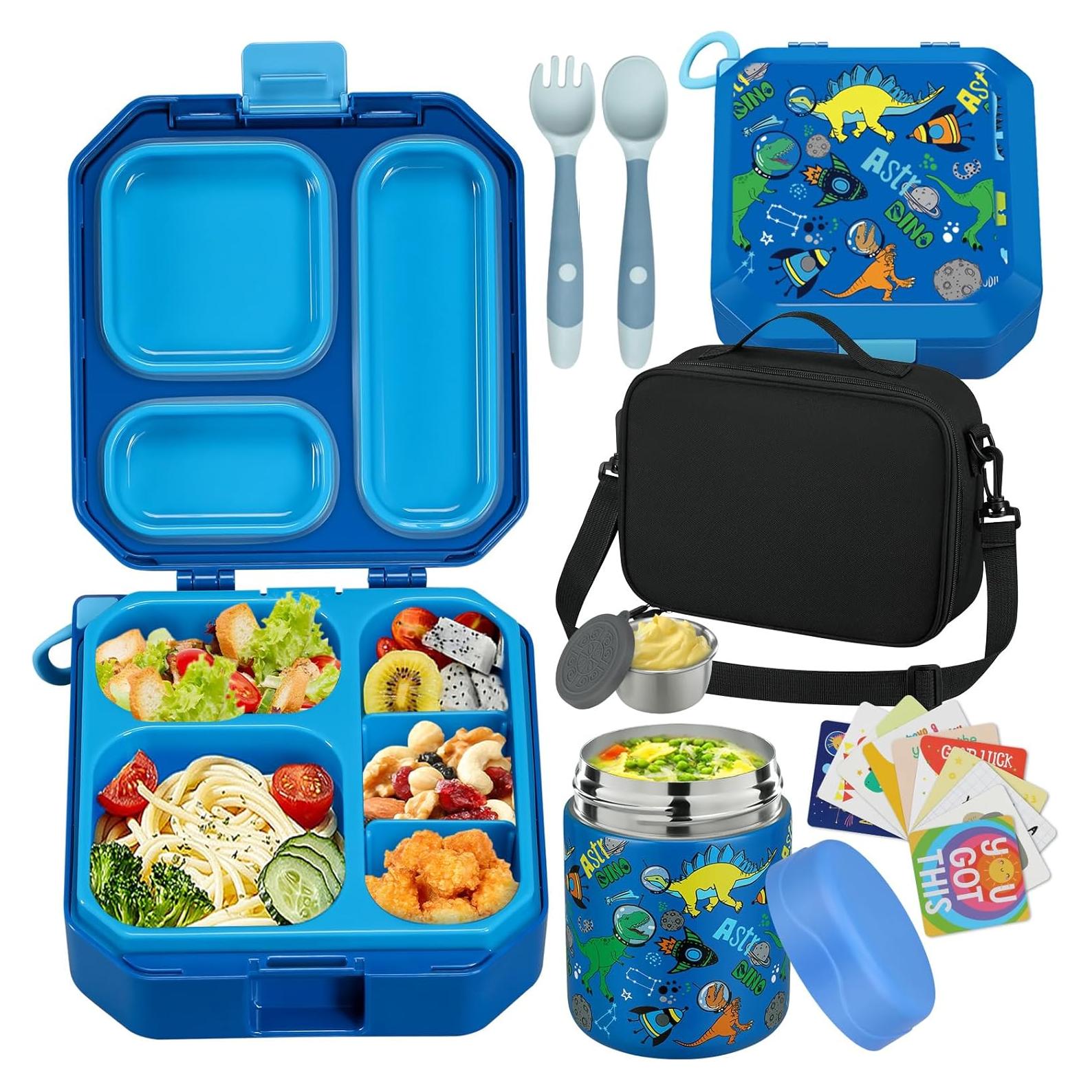 Caja de Almuerzo Bento Wiwens Azul Dinosaurio 5 Compartimentos