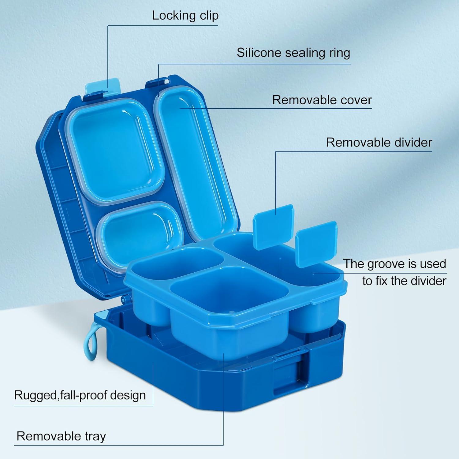 Caja de Almuerzo Bento Wiwens Azul Dinosaurio 5 Compartimentos