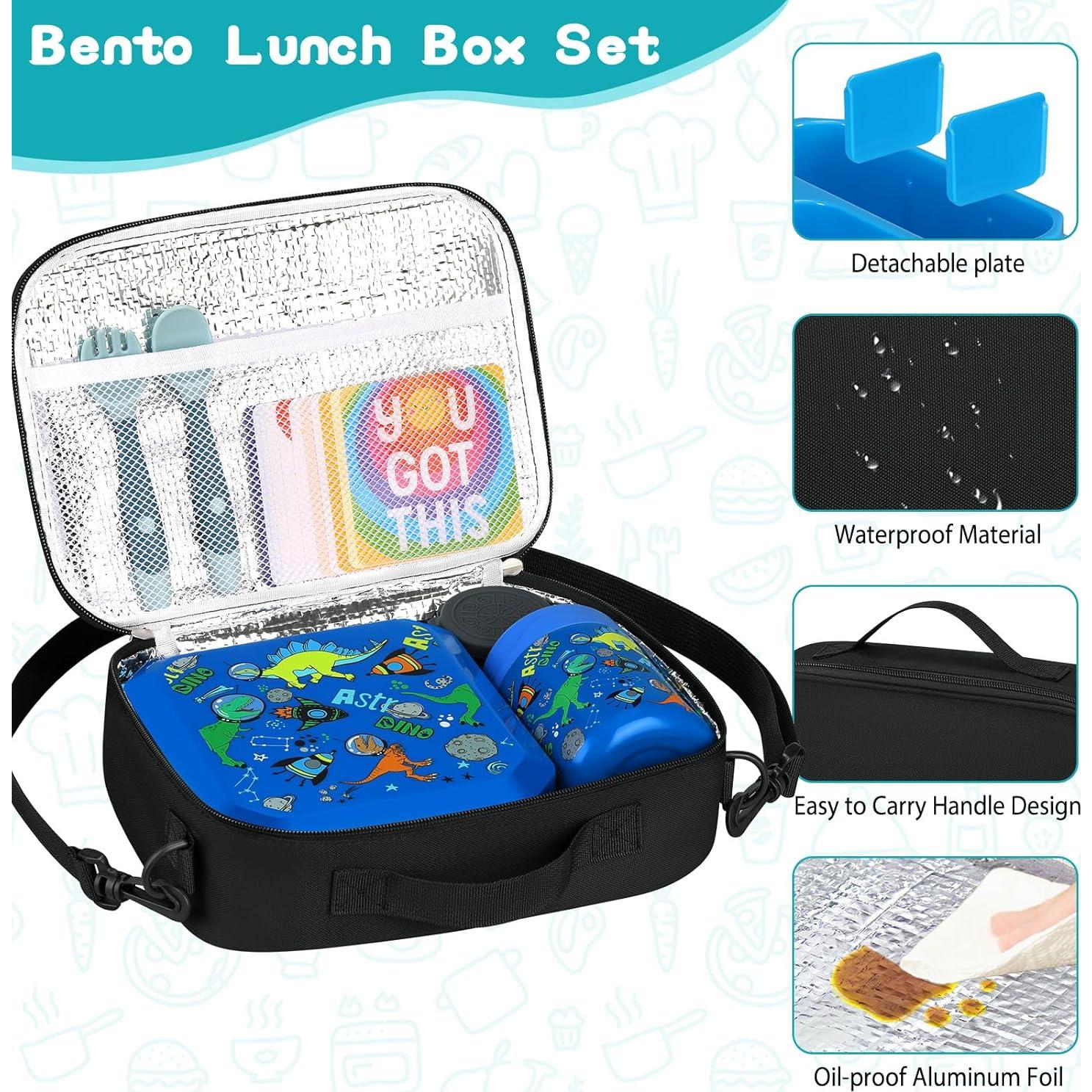 Caja de Almuerzo Bento Wiwens Azul Dinosaurio 5 Compartimentos