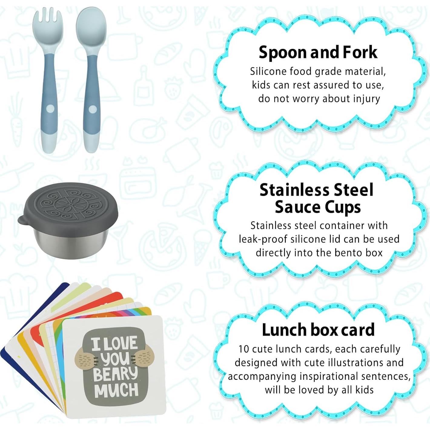 Caja de Almuerzo Bento Wiwens Azul Dinosaurio 5 Compartimentos